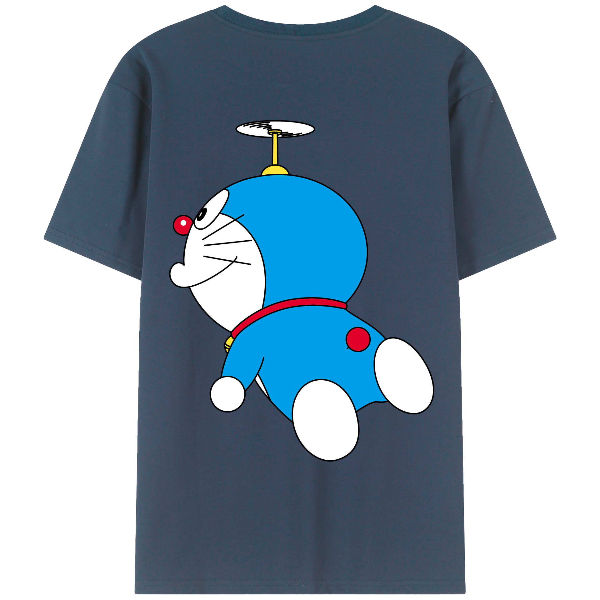 （画像用） ドラえもん Doraemon 綿100％ メンズ半袖Tシャツ（バックプリント） 通気性