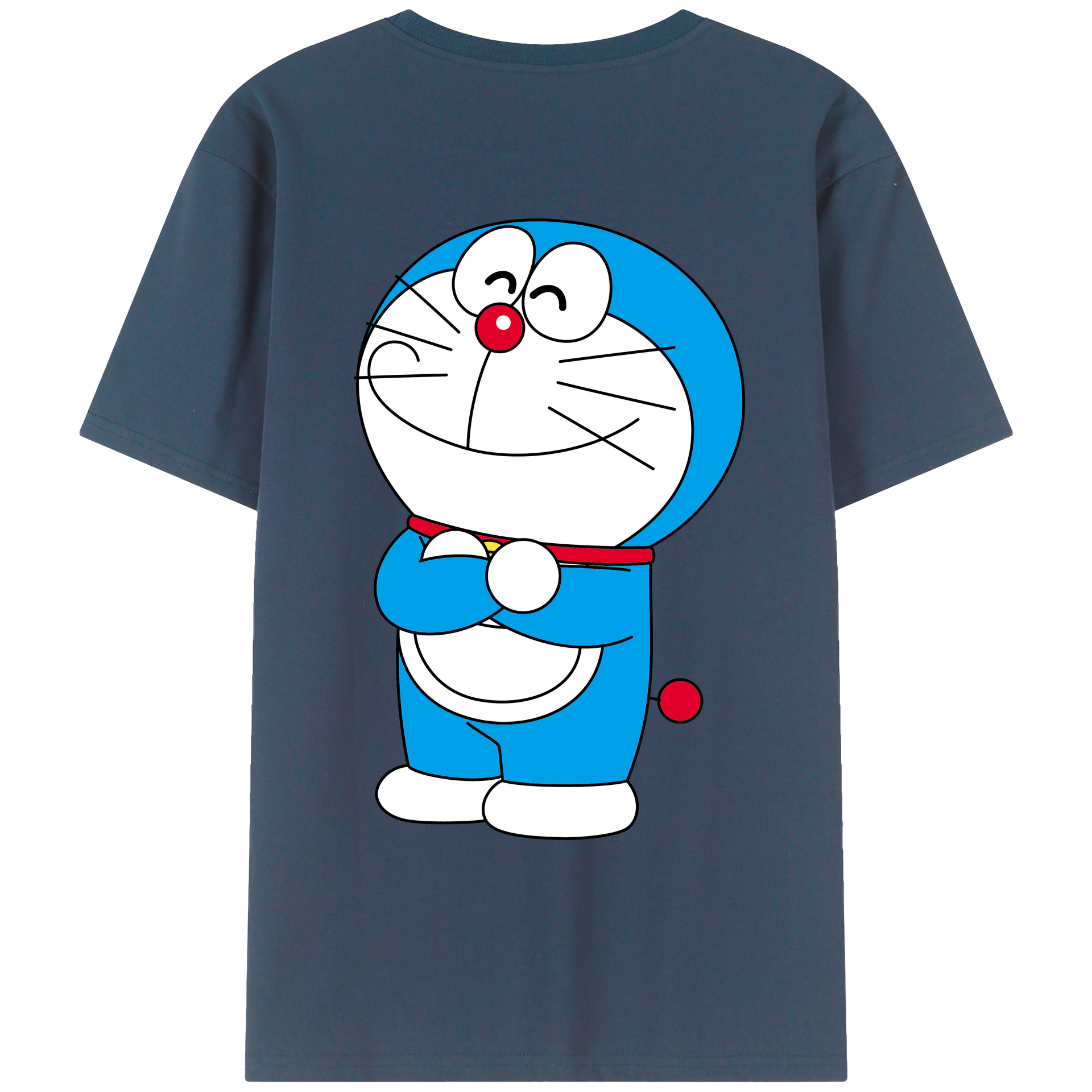 （画像用） ドラえもん Doraemon 綿100％ メンズ半袖Tシャツ（バックプリント） 通気性