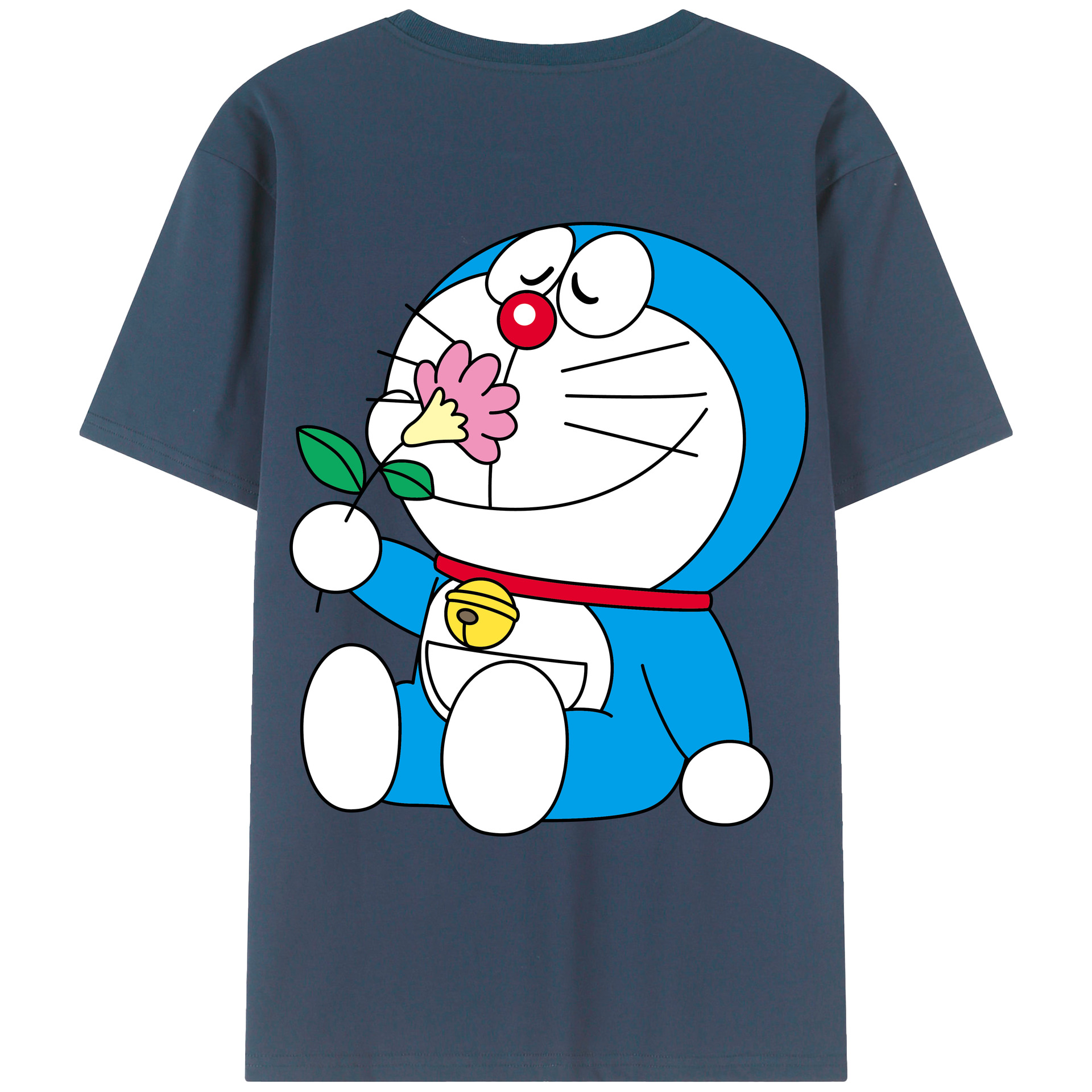（画像用） ドラえもん Doraemon 綿100％ メンズ半袖Tシャツ（バックプリント） 通気性
