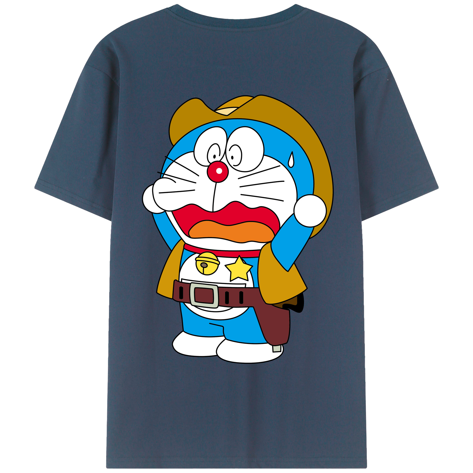（画像用） ドラえもん Doraemon 綿100％ メンズ半袖Tシャツ（バックプリント） 通気性