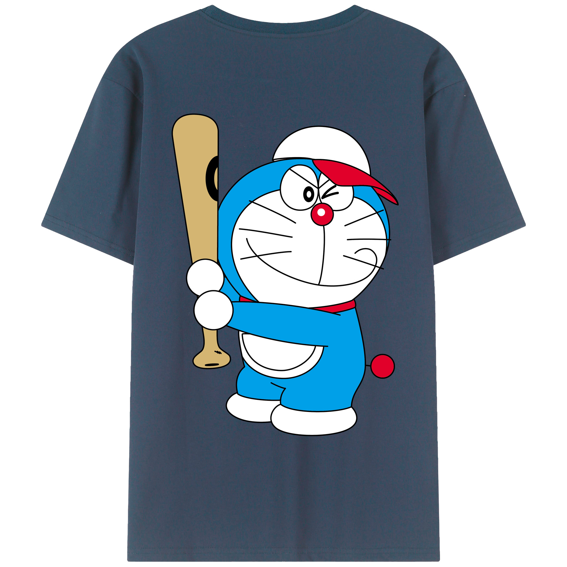 （画像用） ドラえもん Doraemon 綿100％ メンズ半袖Tシャツ（バックプリント） 通気性