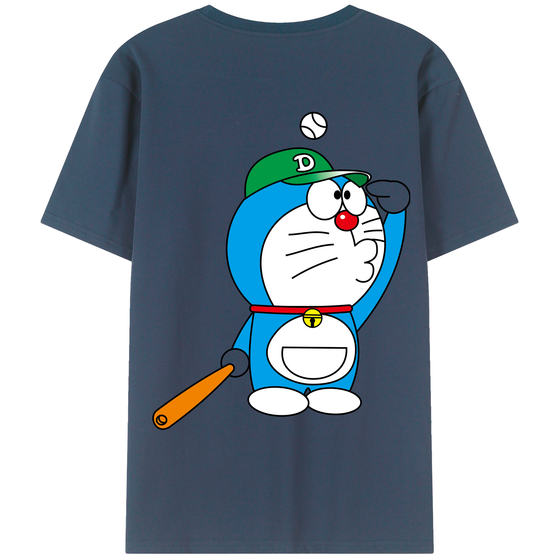 （画像用） ドラえもん Doraemon 綿100％ メンズ半袖Tシャツ（バックプリント） 通気性