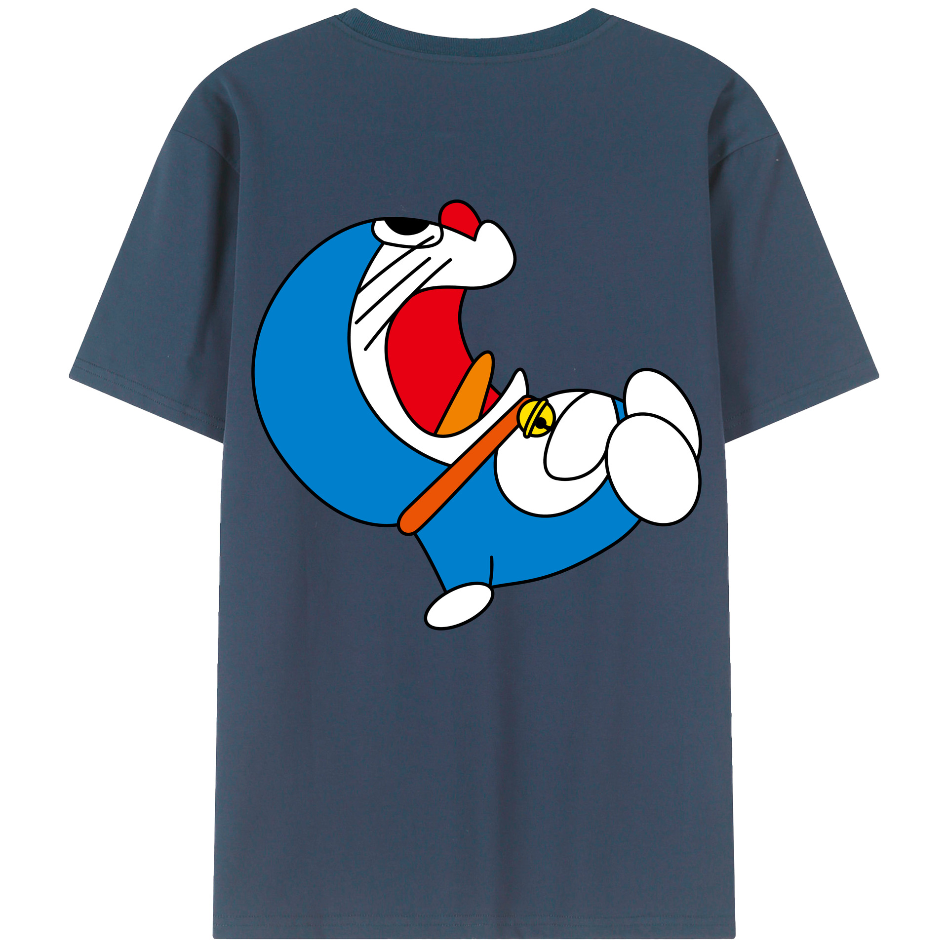 （画像用） ドラえもん Doraemon 綿100％ メンズ半袖Tシャツ（バックプリント） 通気性