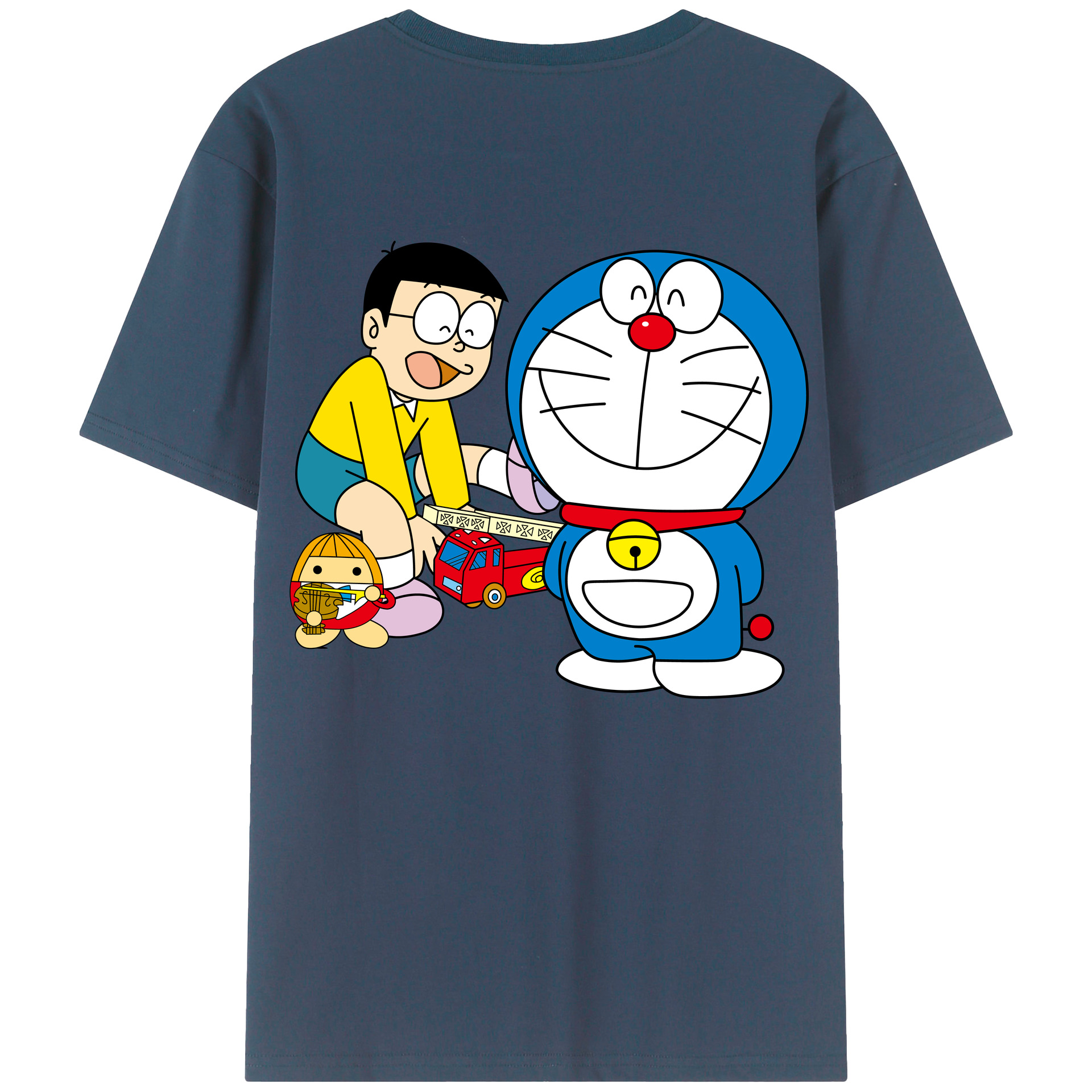 （画像用） ドラえもん Doraemon 綿100％ メンズ半袖Tシャツ（バックプリント） 通気性