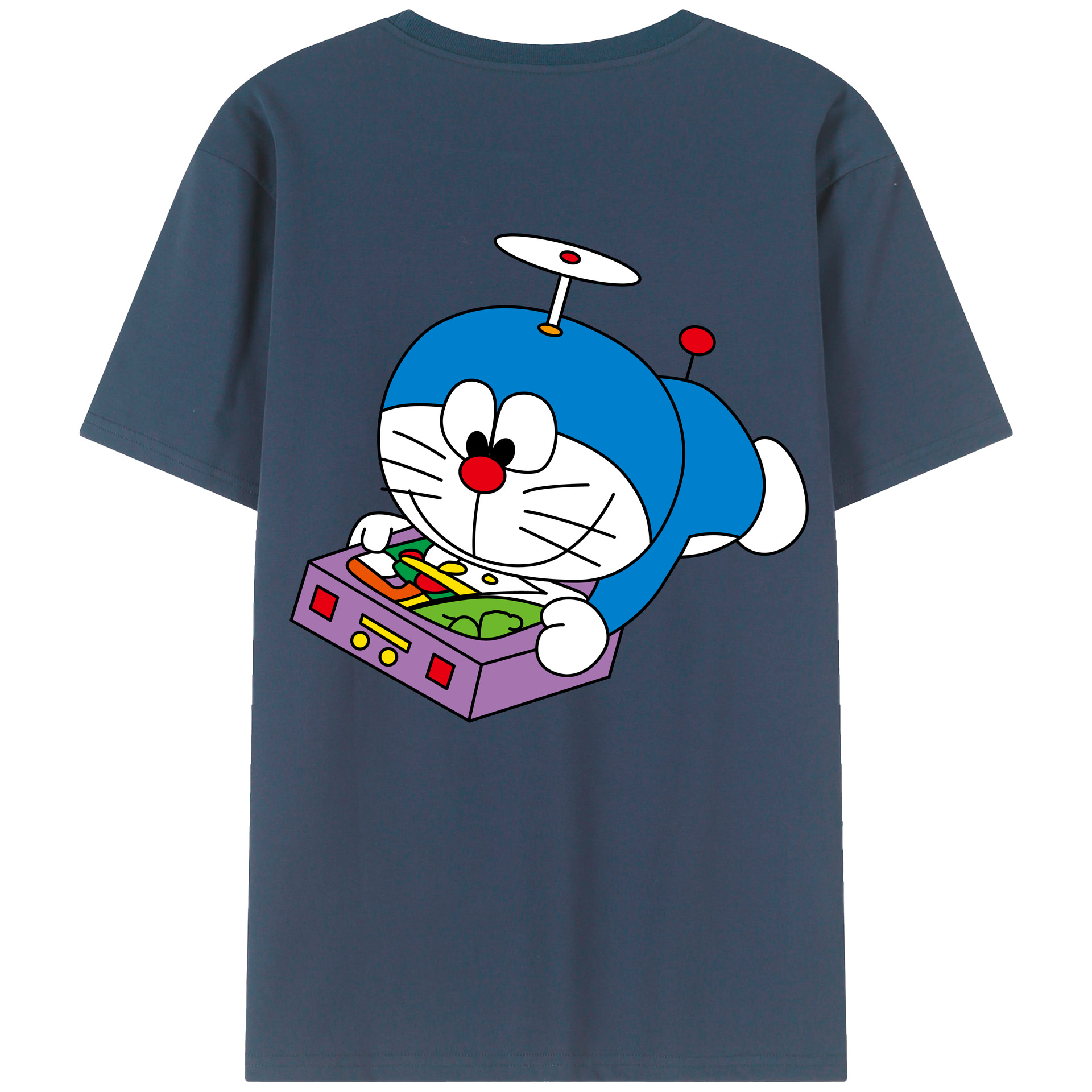 （画像用） ドラえもん Doraemon 綿100％ メンズ半袖Tシャツ（バックプリント） 通気性