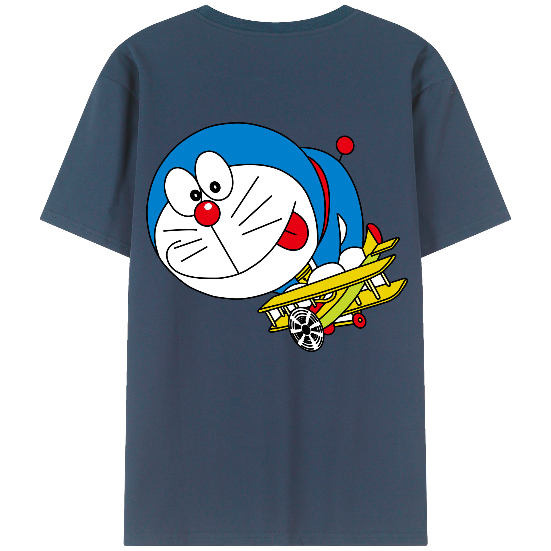 （画像用） ドラえもん Doraemon 綿100％ メンズ半袖Tシャツ（バックプリント） 通気性
