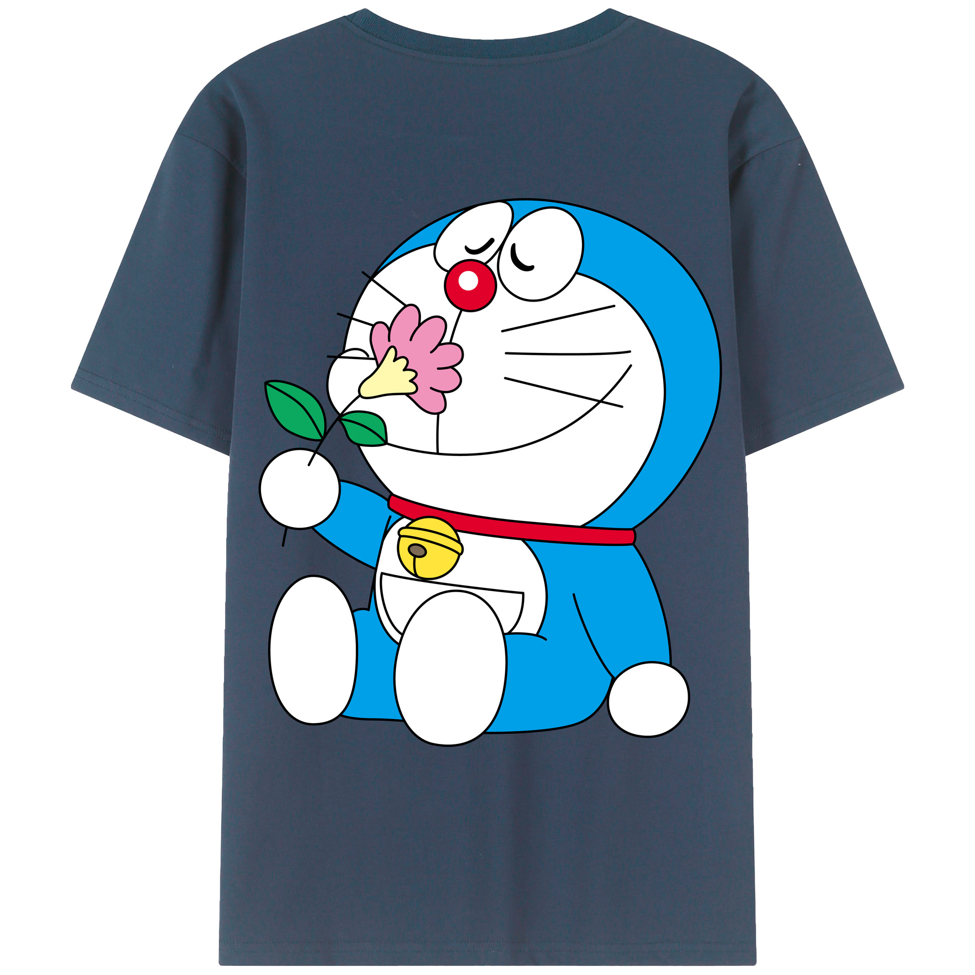 （画像用） ドラえもん Doraemon 綿100％ メンズ半袖Tシャツ（バックプリント） 通気性