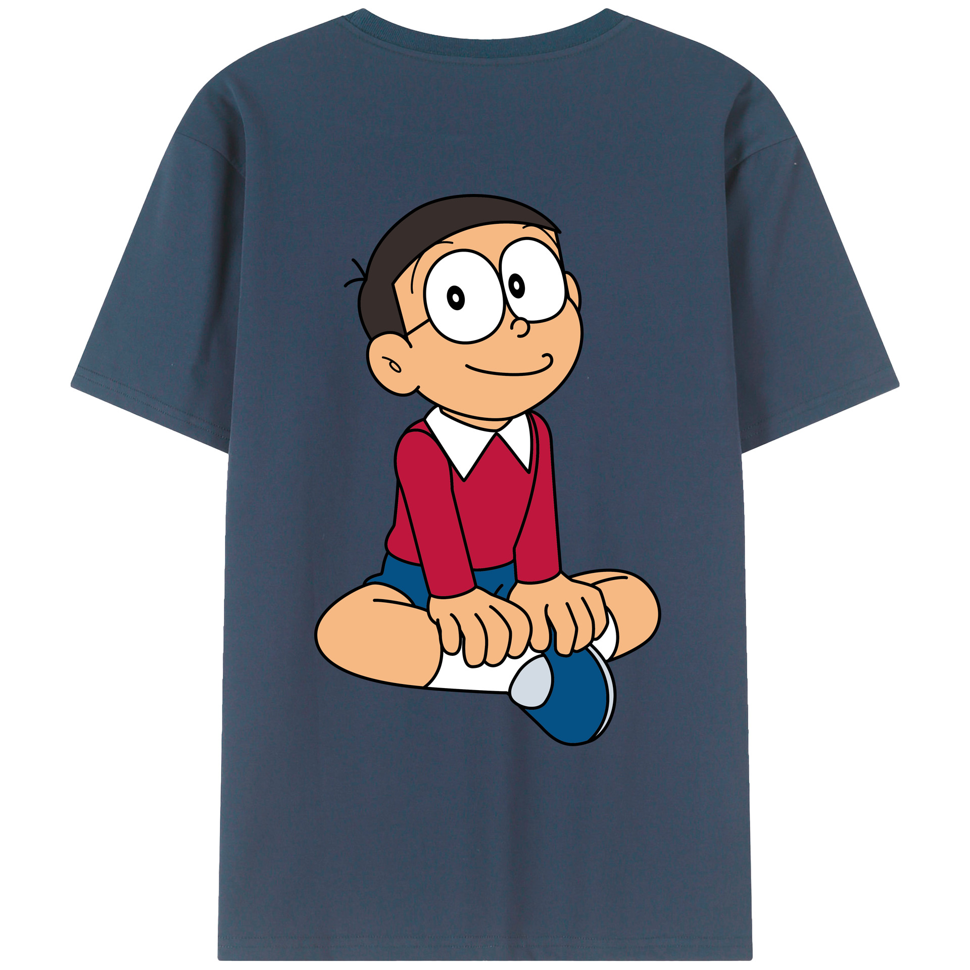 （画像用） ドラえもん 野比 のび太 Doraemon Nobita Nobi 綿100％ メンズ半袖Tシャツ（バックプリント） 通気性