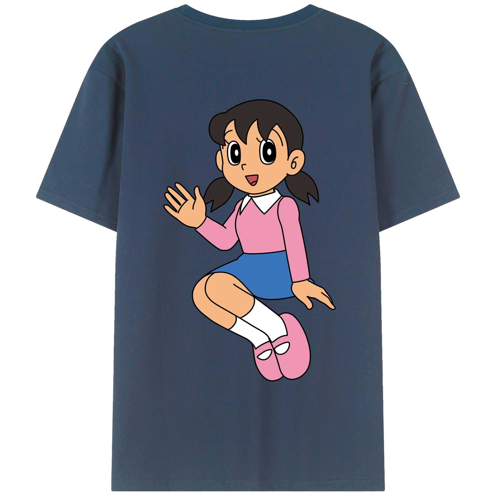 （画像用） ドラえもん みなもと しずか Doraemon Shizuka Minamoto 綿100％ メンズ半袖Tシャツ（バックプリント） 通気性