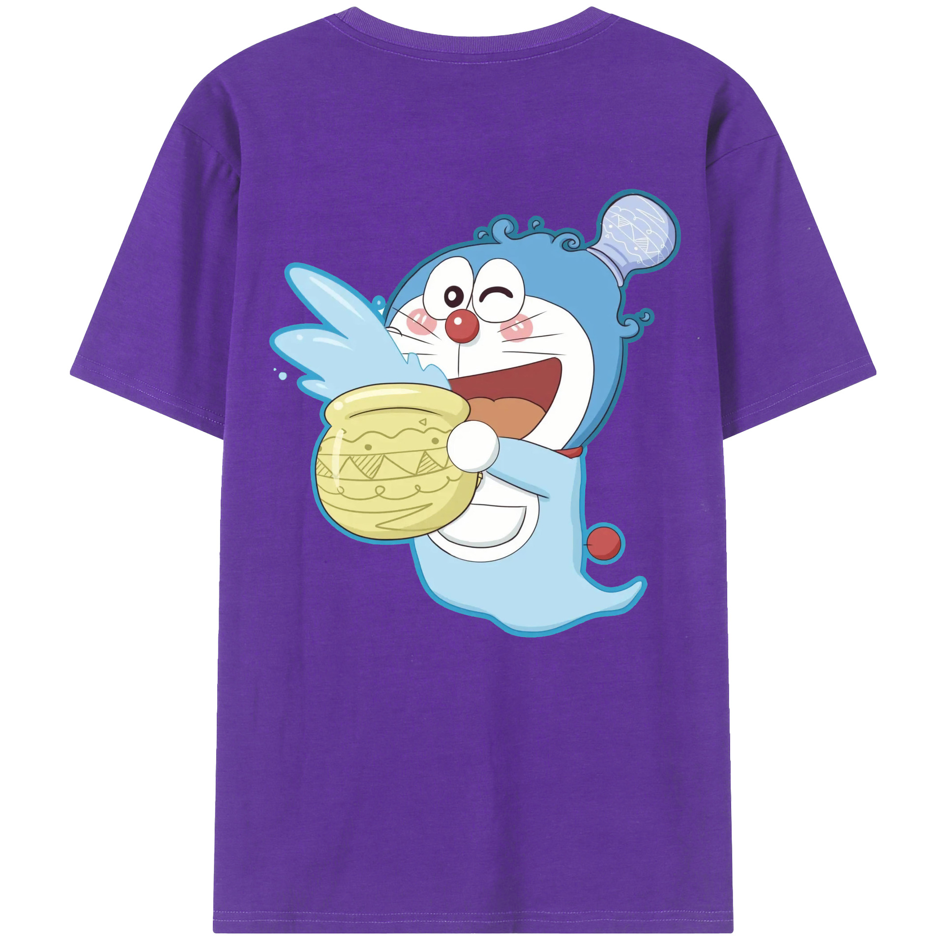 （画像用） ドラえもん Doraemon 綿100％ メンズ半袖Tシャツ（バックプリント） 通気性