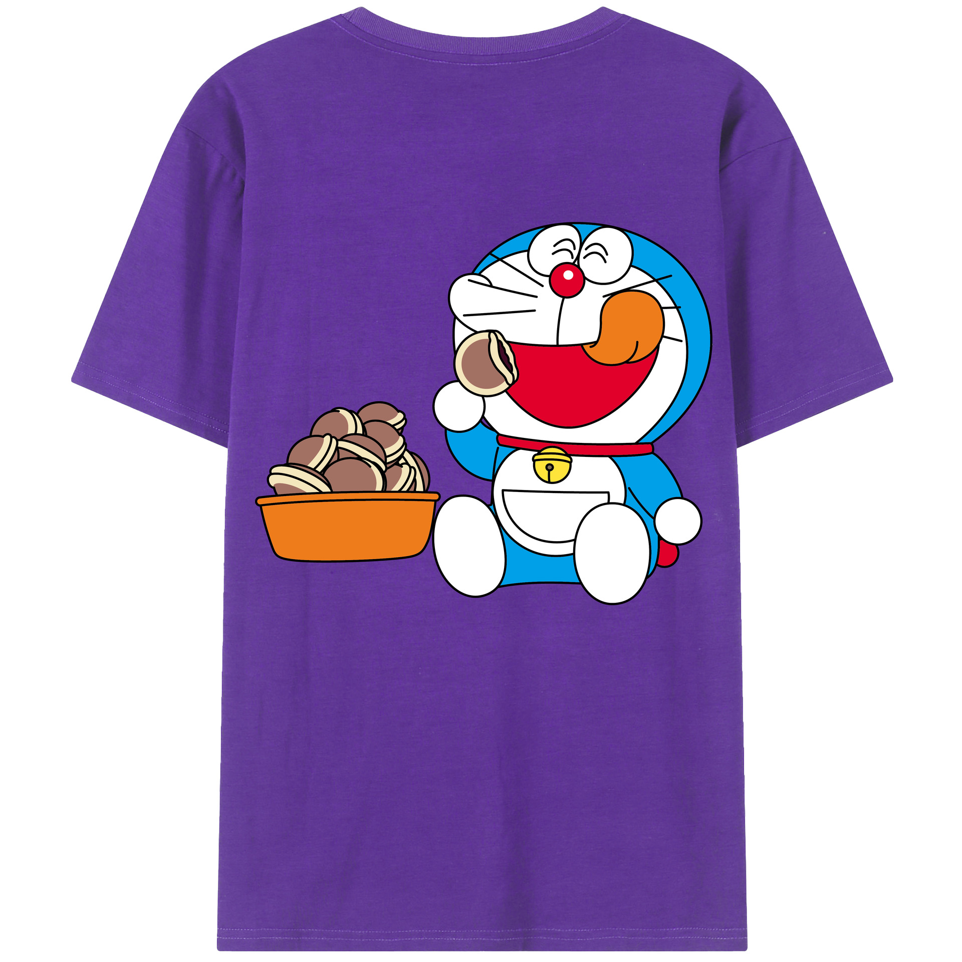 （画像用） ドラえもん Doraemon 綿100％ メンズ半袖Tシャツ（バックプリント） 通気性