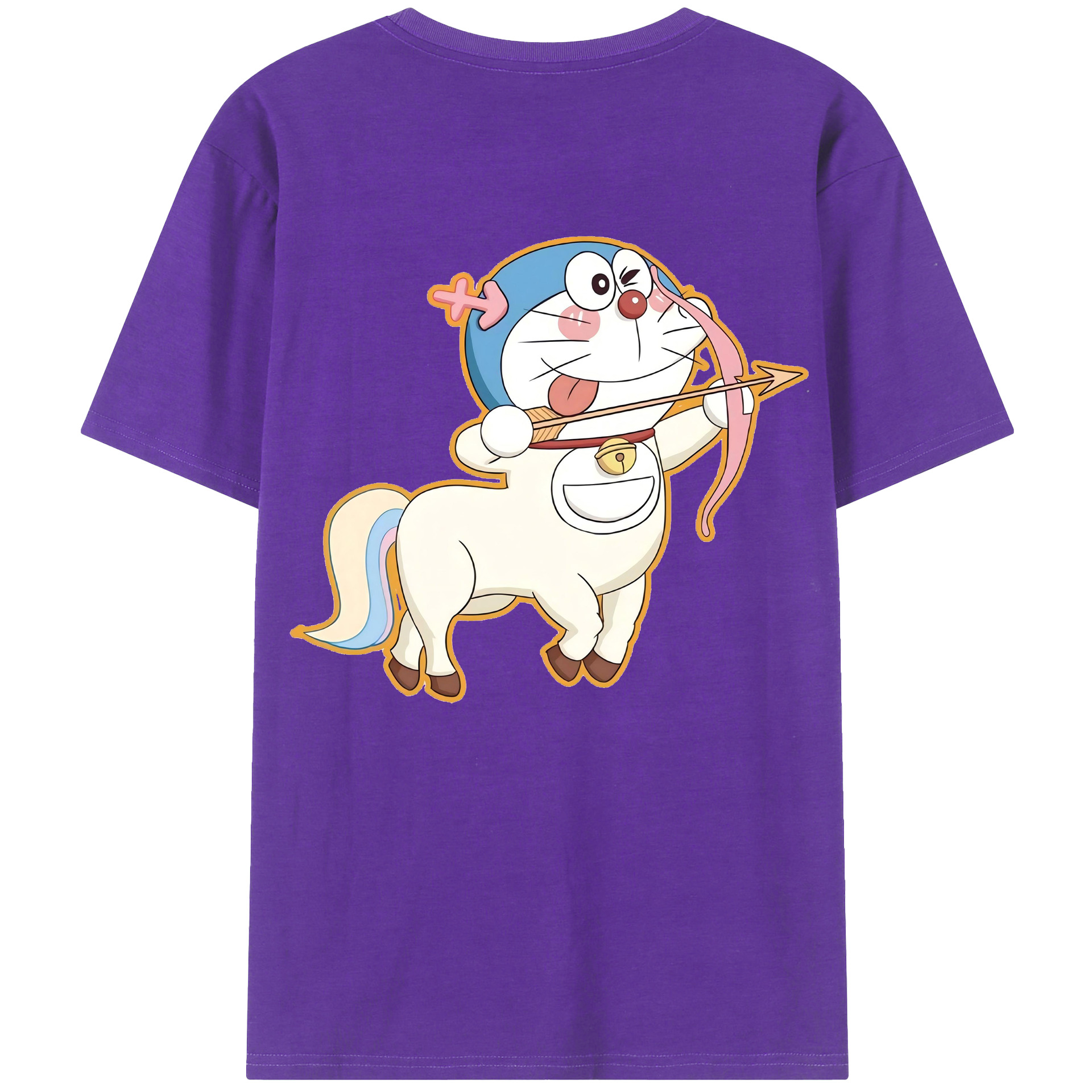 （画像用） ドラえもん Doraemon 綿100％ メンズ半袖Tシャツ（バックプリント） 通気性
