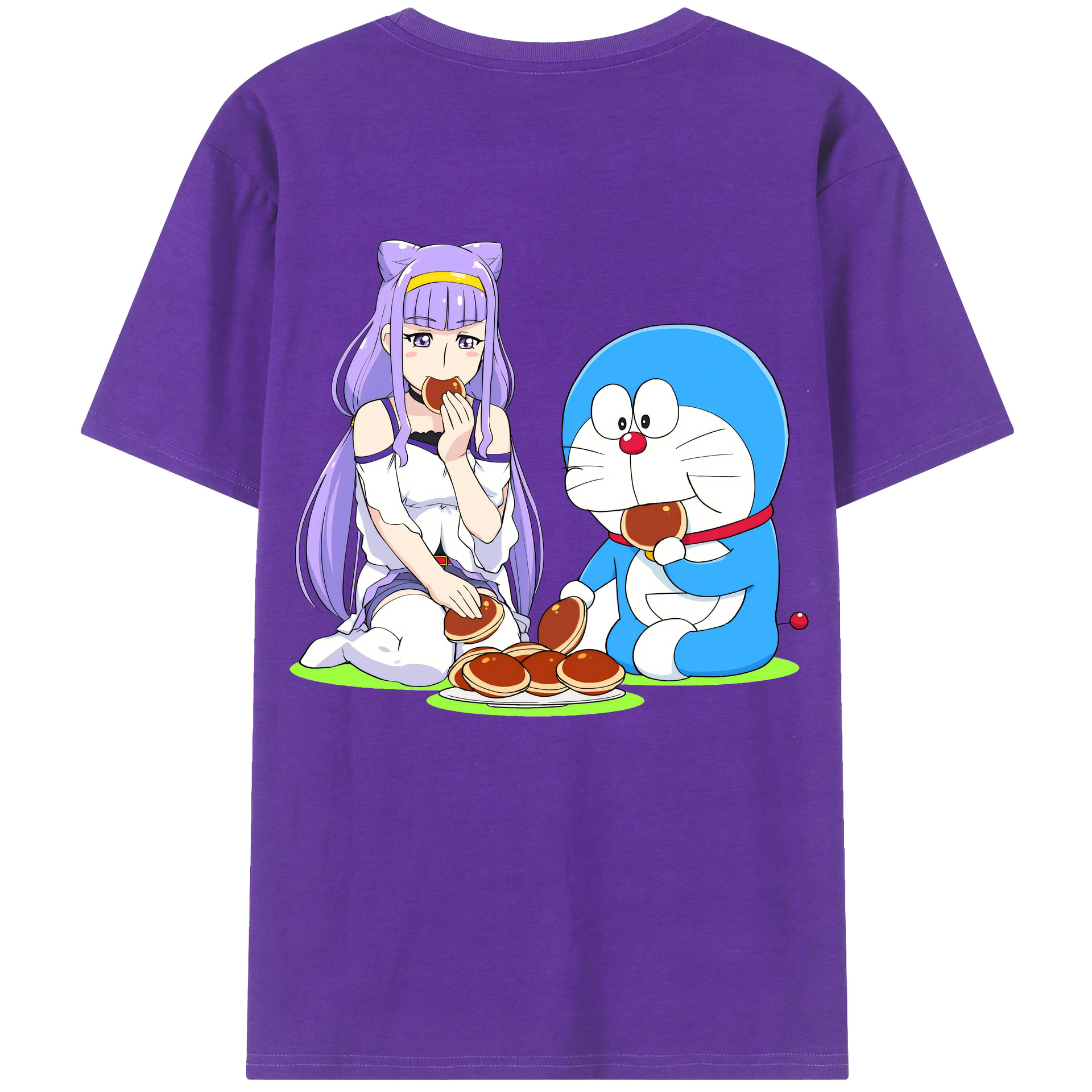 （画像用） ドラえもん Doraemon 綿100％ メンズ半袖Tシャツ（バックプリント） 通気性