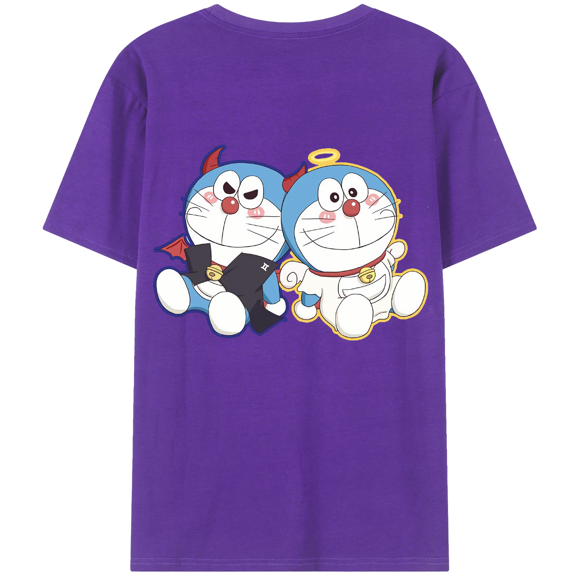 （画像用） ドラえもん Doraemon 綿100％ メンズ半袖Tシャツ（バックプリント） 通気性