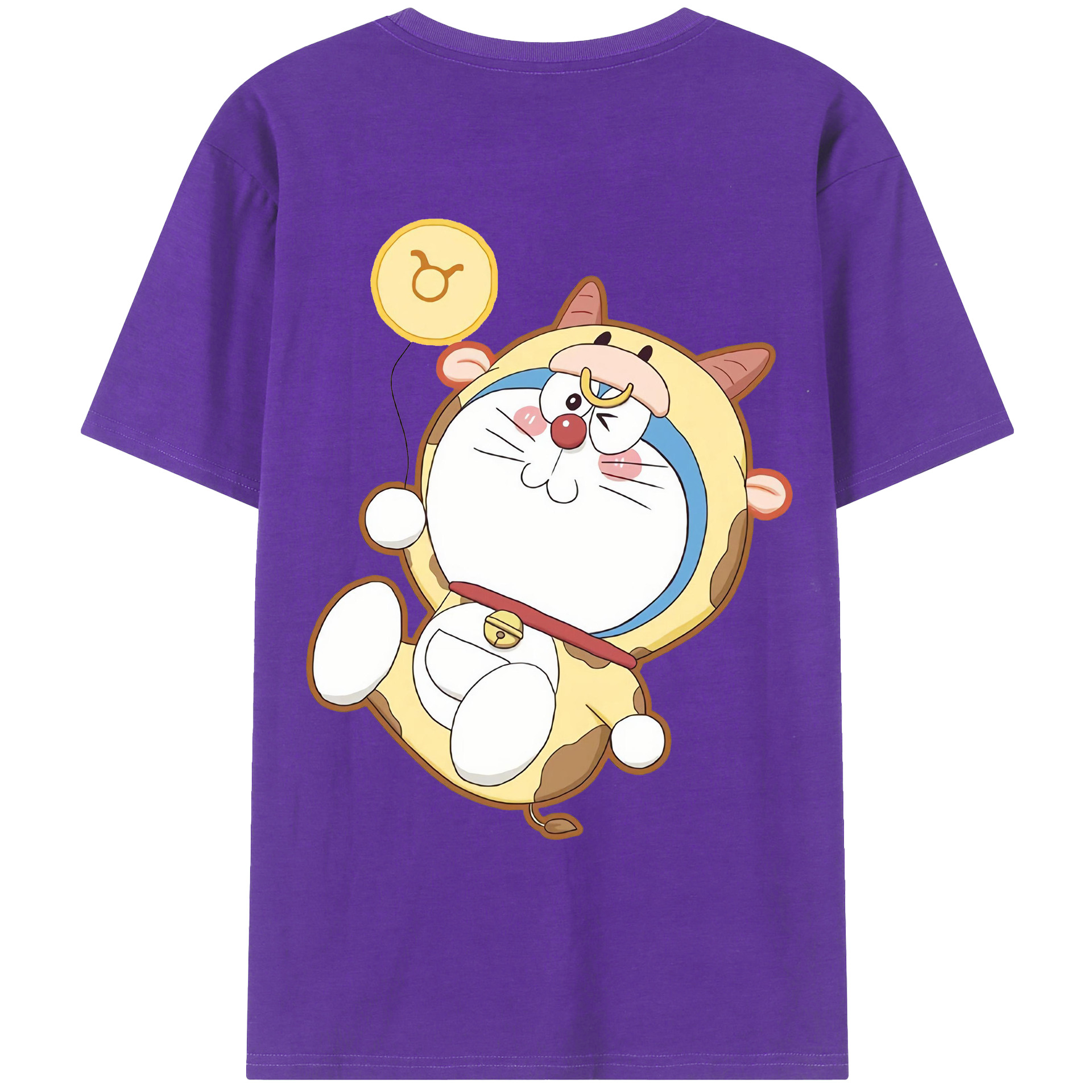 （画像用） ドラえもん Doraemon 綿100％ メンズ半袖Tシャツ（バックプリント） 通気性