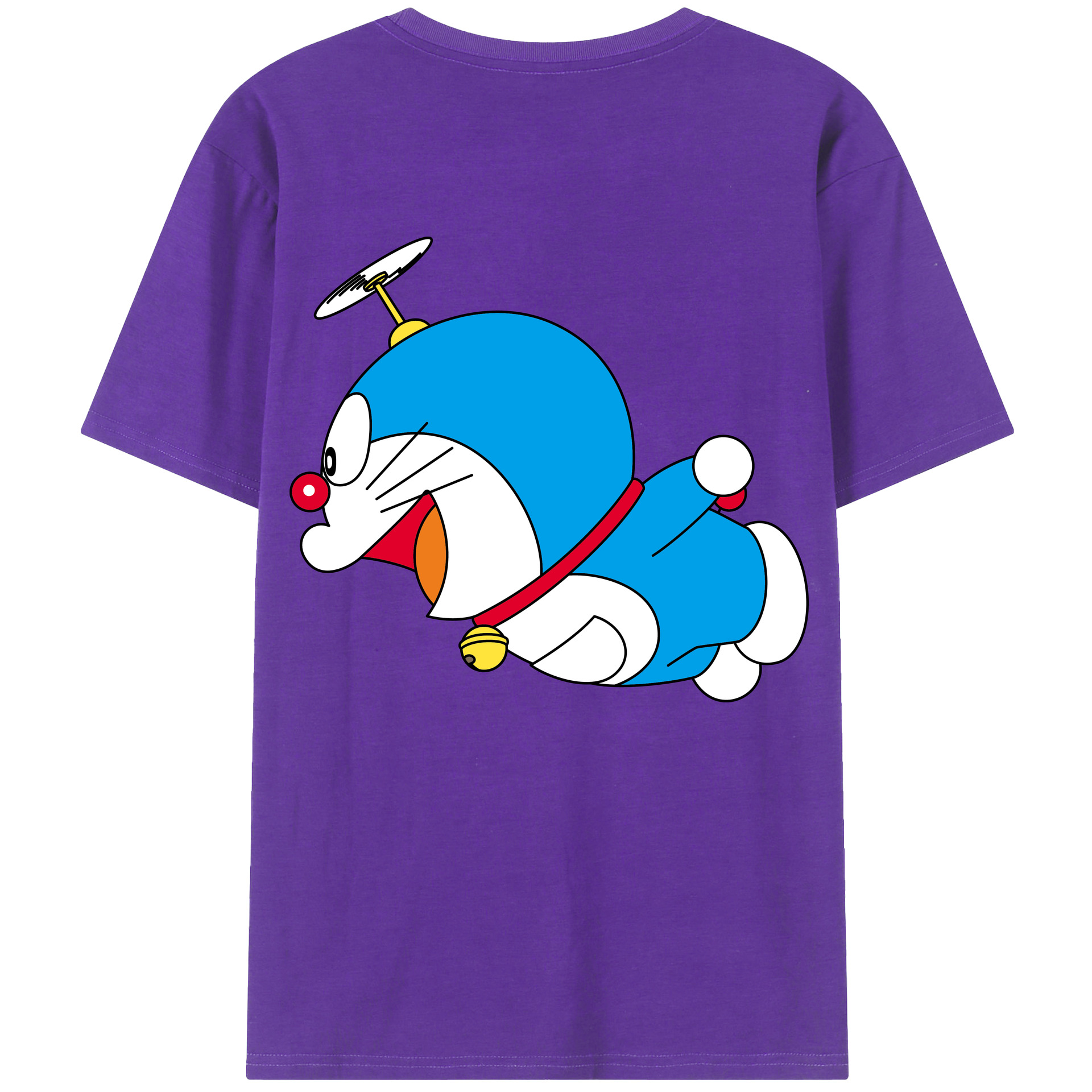 （画像用） ドラえもん Doraemon 綿100％ メンズ半袖Tシャツ（バックプリント） 通気性