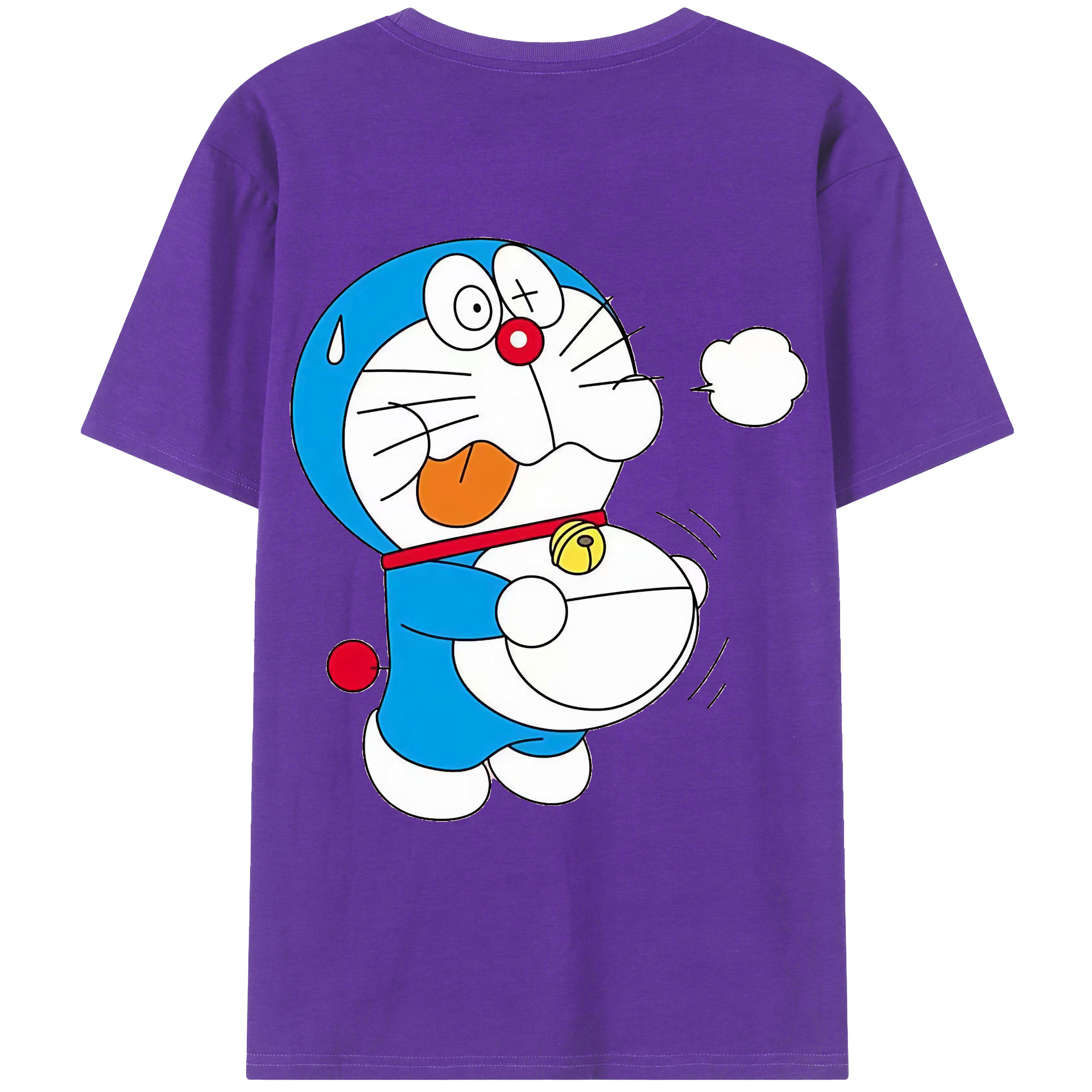 （画像用） ドラえもん Doraemon 綿100％ メンズ半袖Tシャツ（バックプリント） 通気性