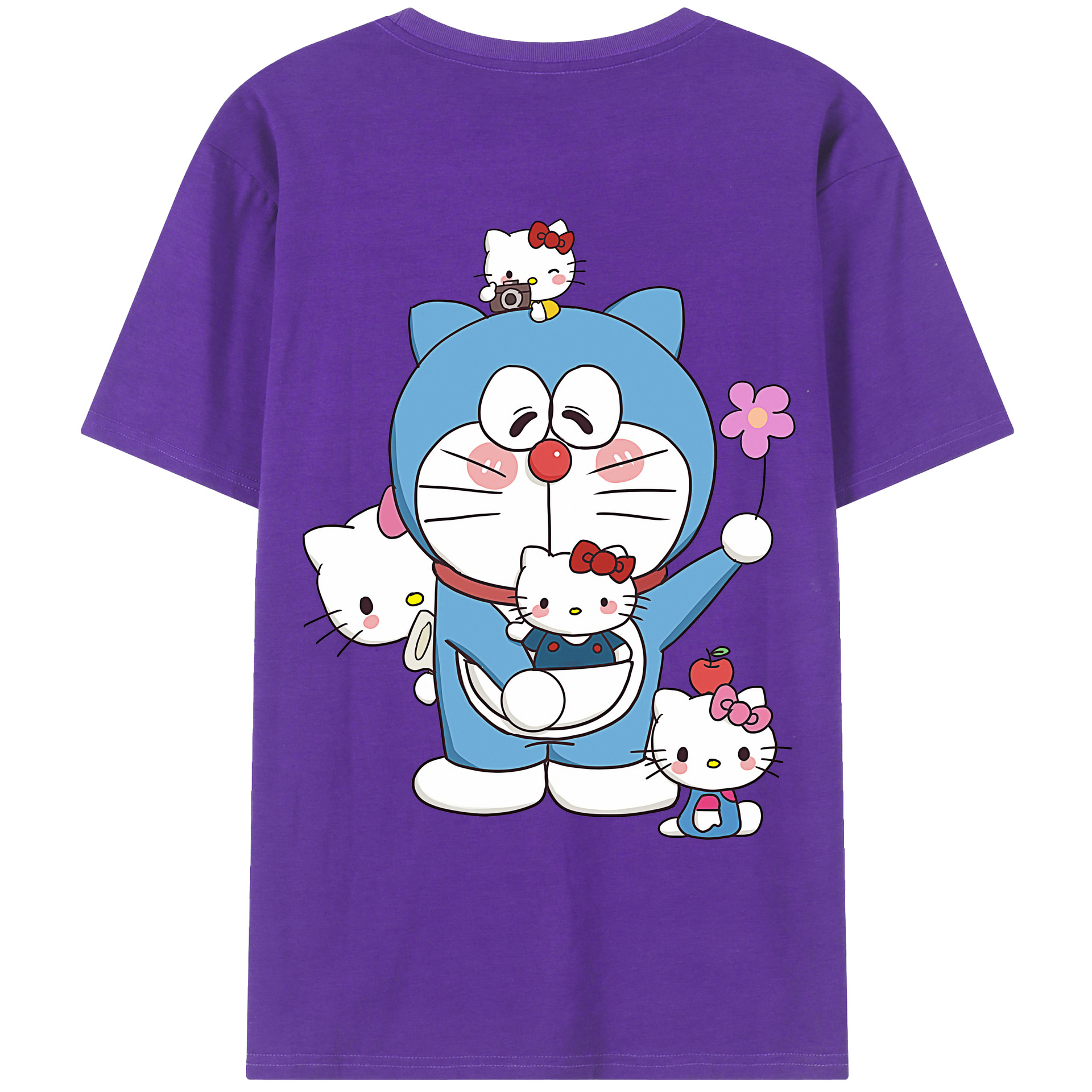 （画像用） ドラえもん Doraemon 綿100％ メンズ半袖Tシャツ（バックプリント） 通気性