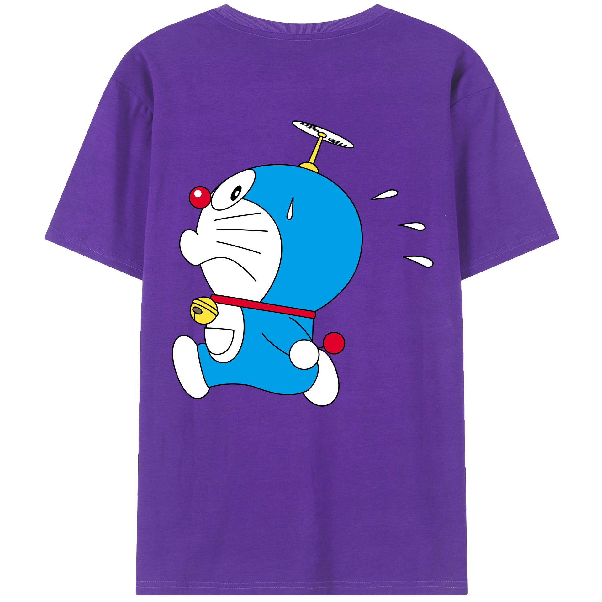 （画像用） ドラえもん Doraemon 綿100％ メンズ半袖Tシャツ（バックプリント） 通気性