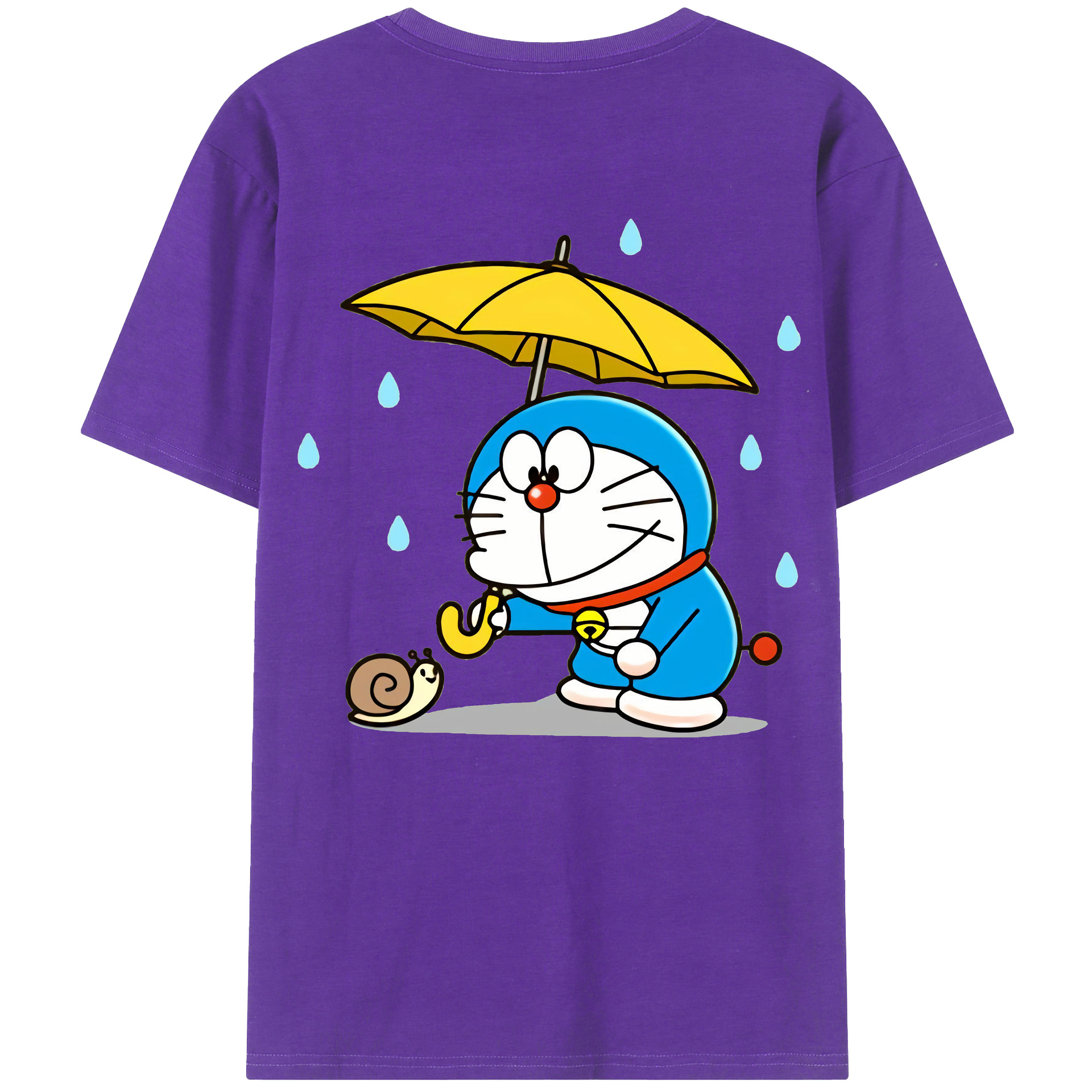 （画像用） ドラえもん Doraemon 綿100％ メンズ半袖Tシャツ（バックプリント） 通気性