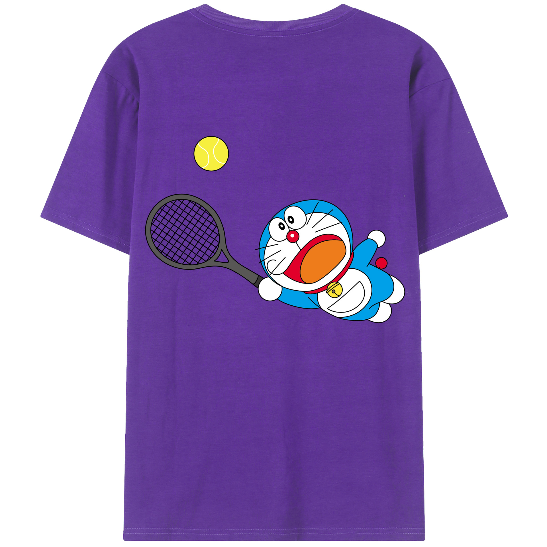 （画像用） ドラえもん Doraemon 綿100％ メンズ半袖Tシャツ（バックプリント） 通気性
