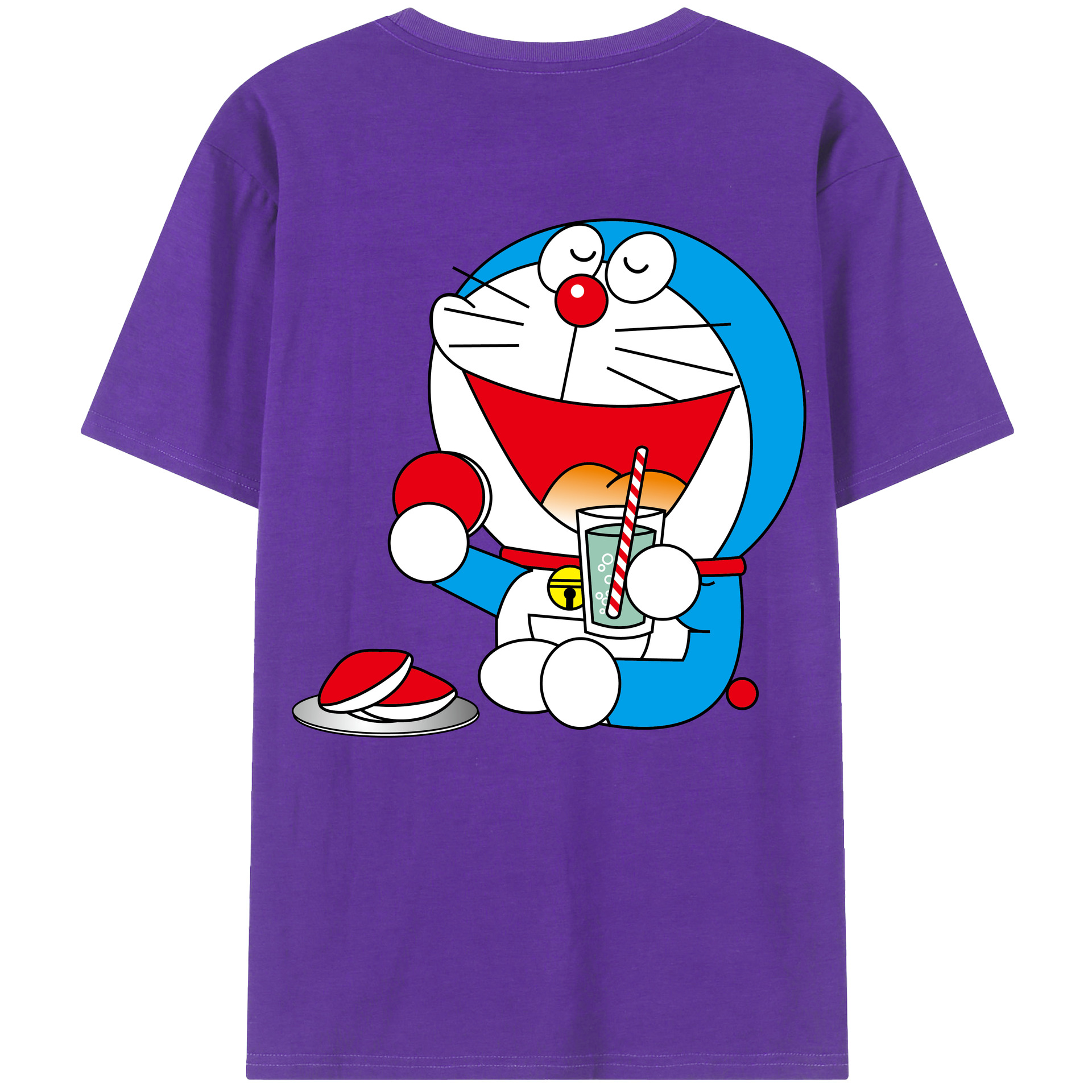 （画像用） ドラえもん Doraemon 綿100％ メンズ半袖Tシャツ（バックプリント） 通気性
