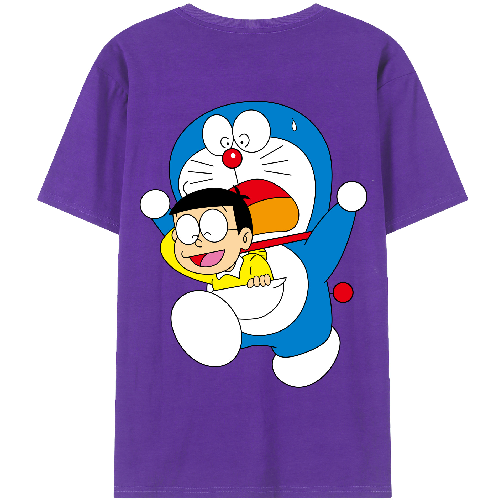 （画像用） ドラえもん Doraemon 綿100％ メンズ半袖Tシャツ（バックプリント） 通気性
