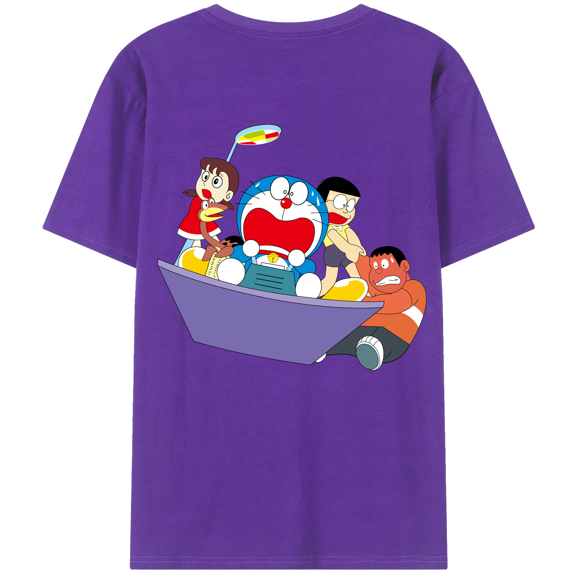 （画像用） ドラえもん Doraemon 綿100％ メンズ半袖Tシャツ（バックプリント） 通気性