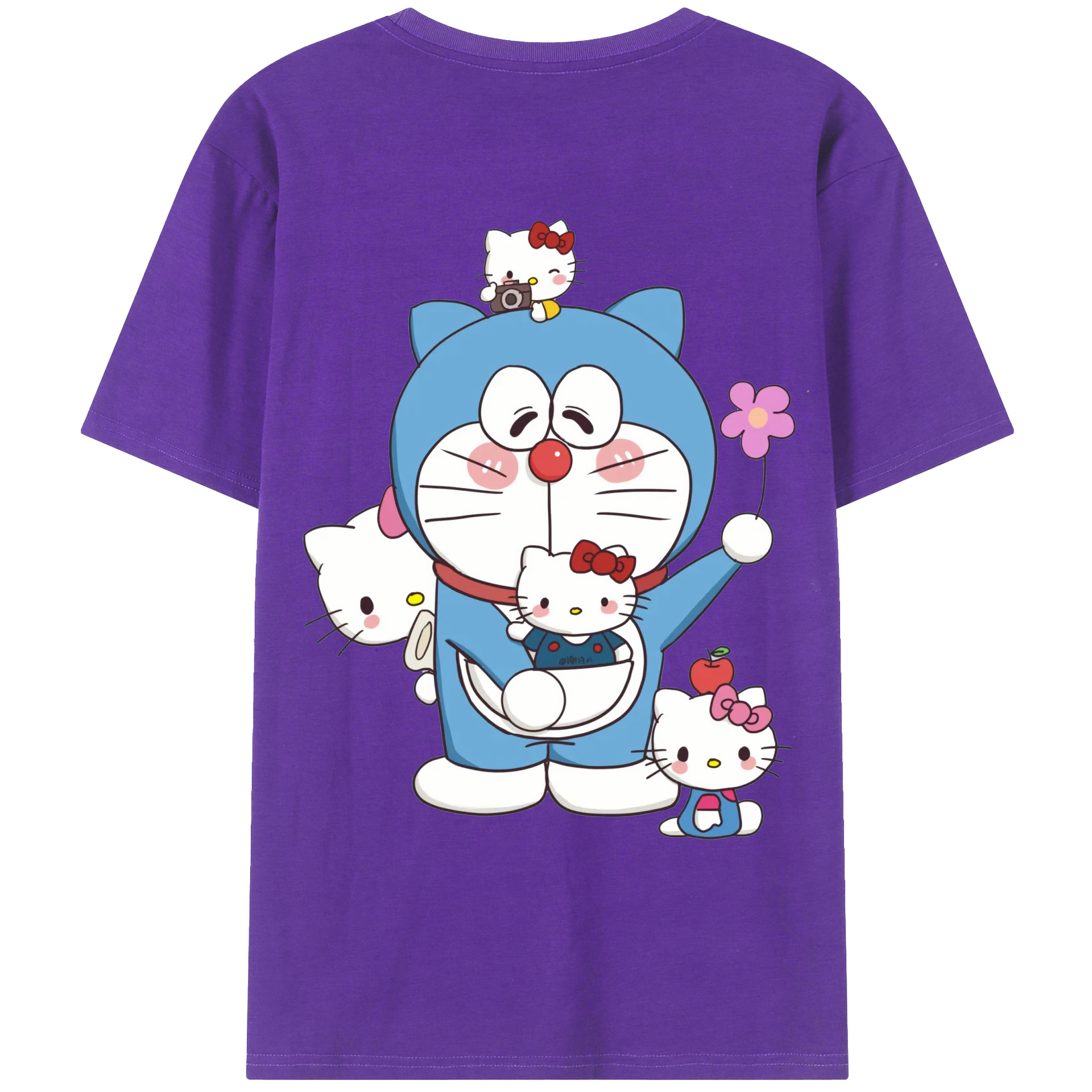 （画像用） ドラえもん Doraemon 綿100％ メンズ半袖Tシャツ（バックプリント） 通気性