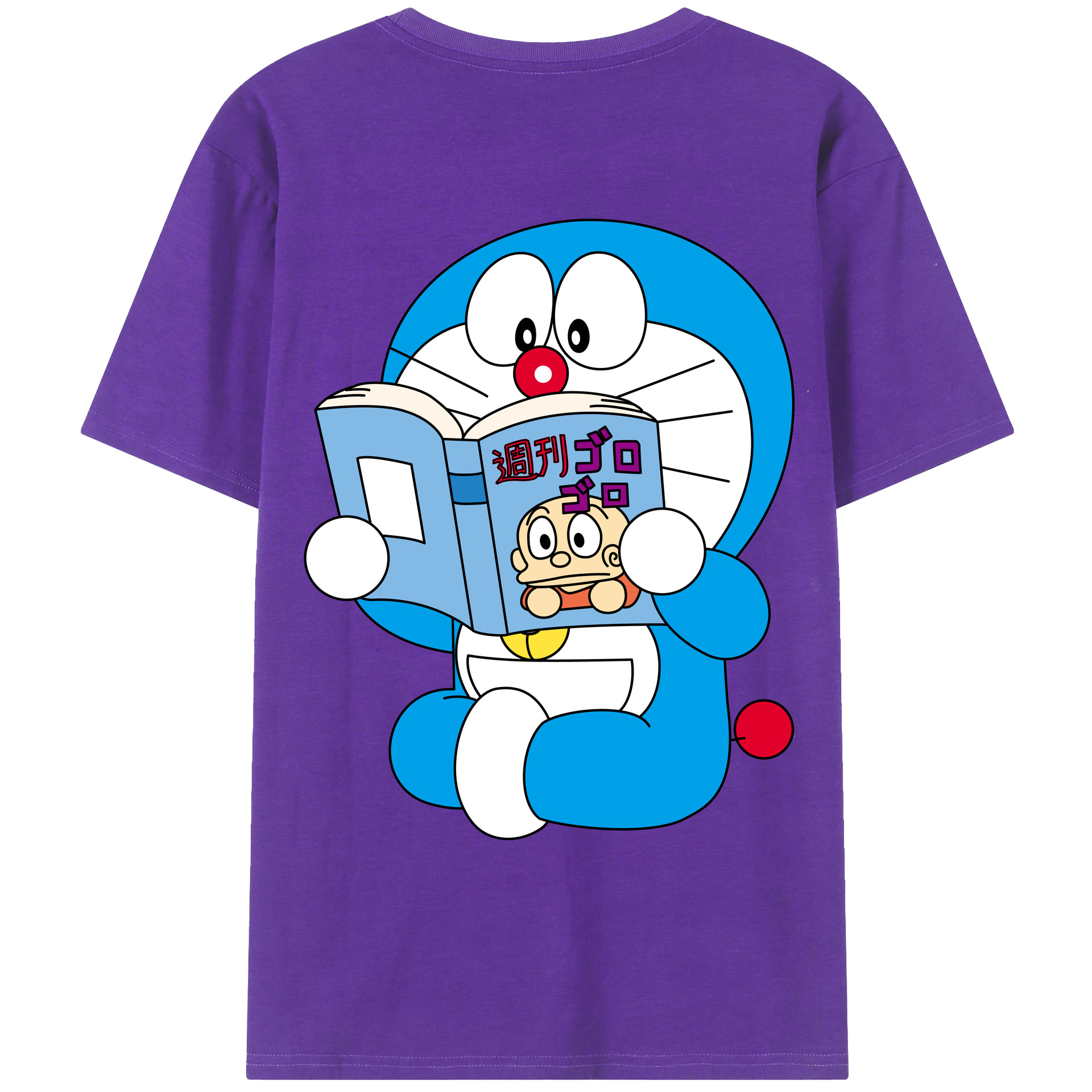 （画像用） ドラえもん Doraemon 綿100％ メンズ半袖Tシャツ（バックプリント） 通気性