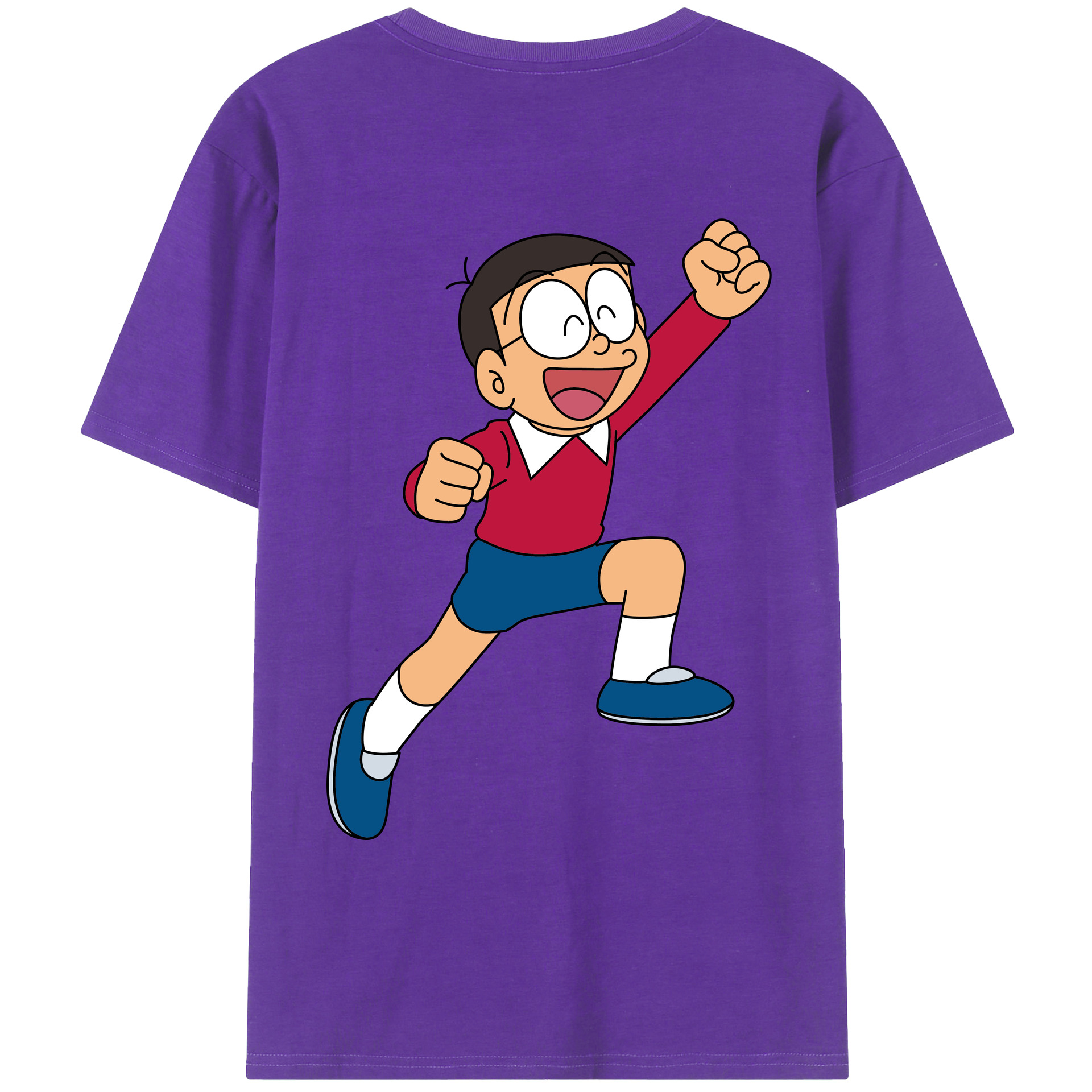 （画像用） ドラえもん 野比 のび太 Doraemon Nobita Nobi 綿100％ メンズ半袖Tシャツ（バックプリント） 通気性