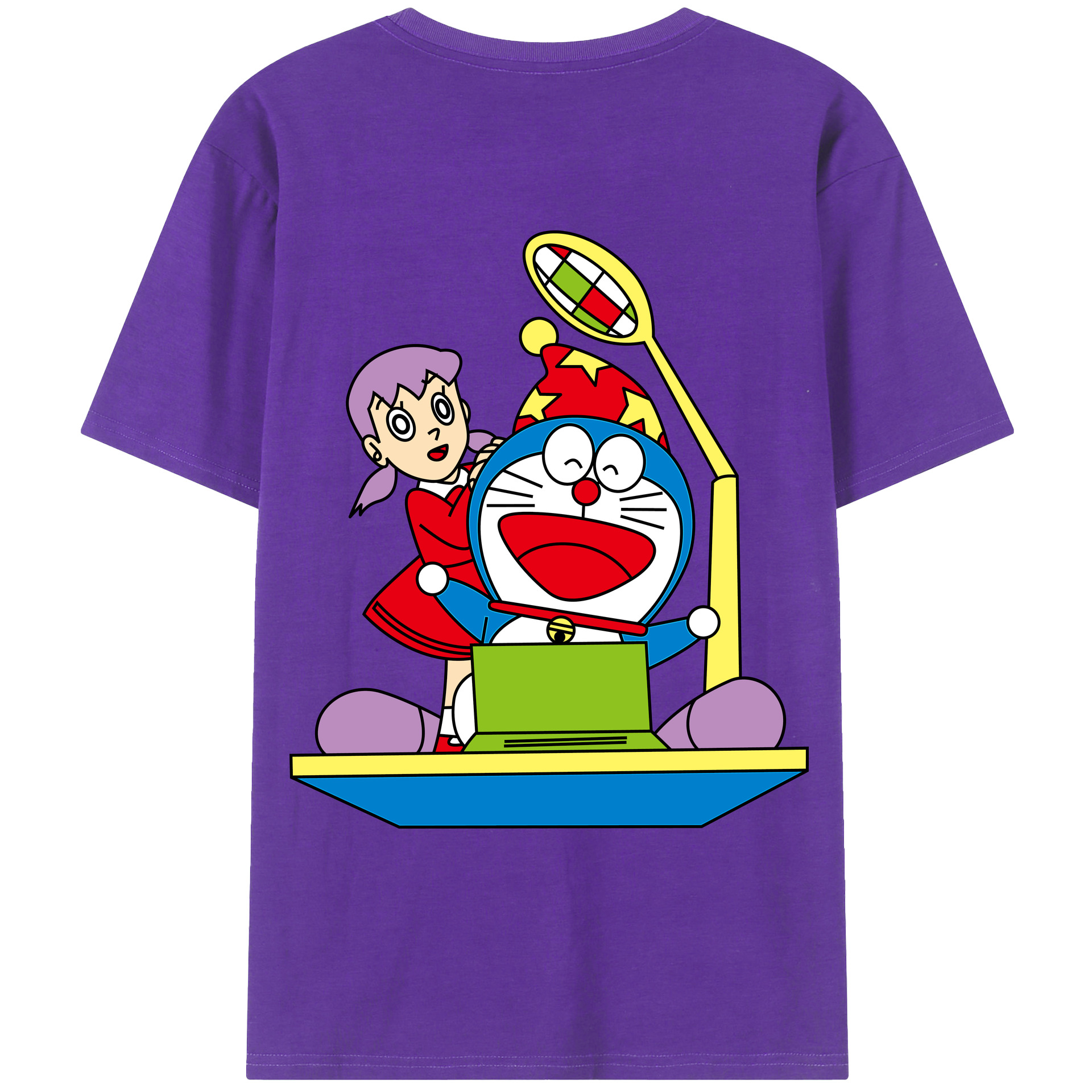 （画像用） ドラえもん みなもと しずか Doraemon Shizuka Minamoto 綿100％ メンズ半袖Tシャツ（バックプリント） 通気性