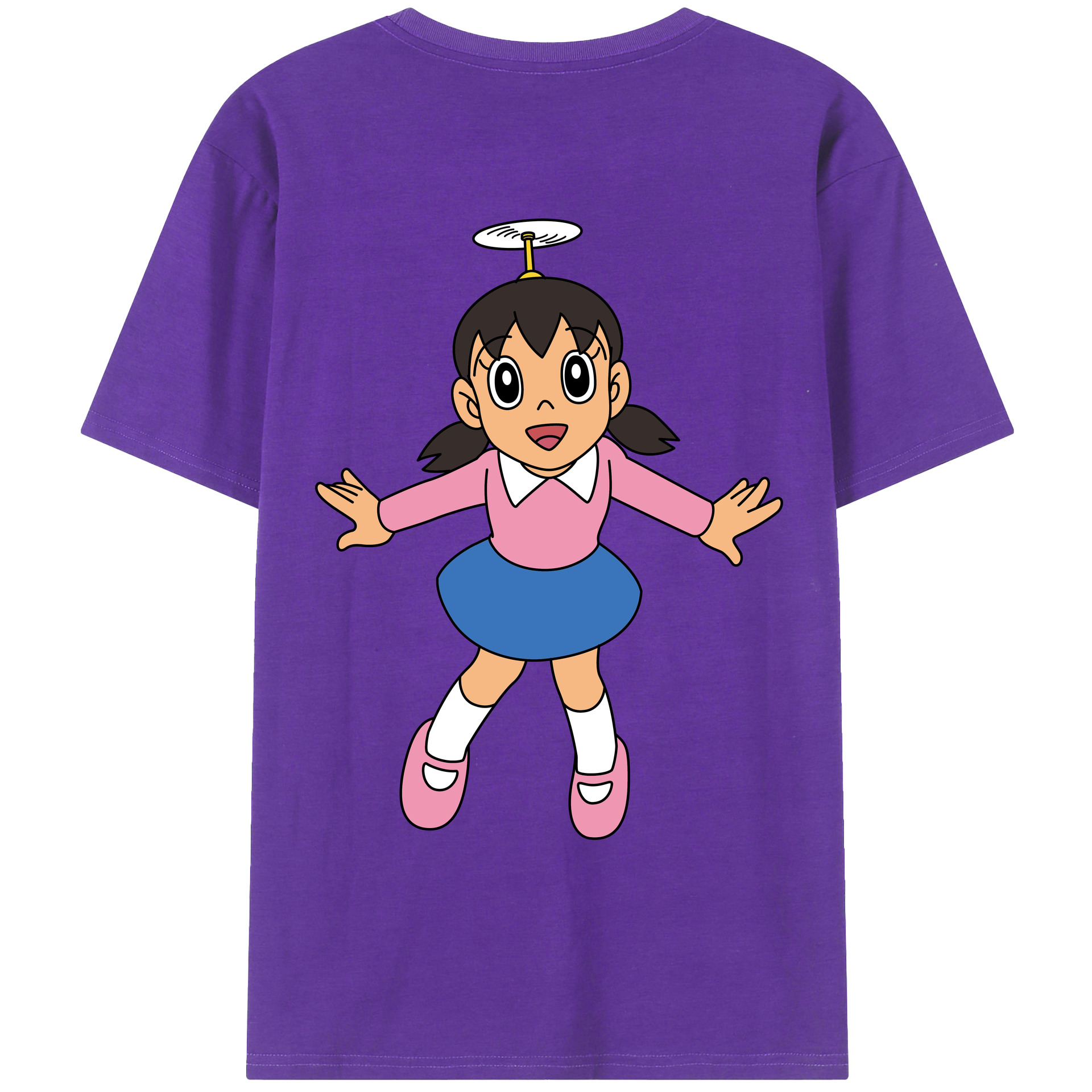（画像用） ドラえもん みなもと しずか Doraemon Shizuka Minamoto 綿100％ メンズ半袖Tシャツ（バックプリント） 通気性