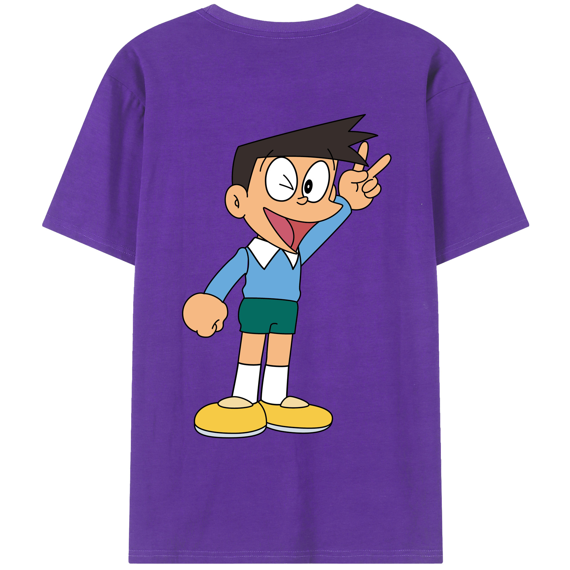 （画像用） ドラえもん 骨川 スネ夫 Doraemon Honekawa Suneo 綿100％ メンズ半袖Tシャツ（バックプリント） 通気性
