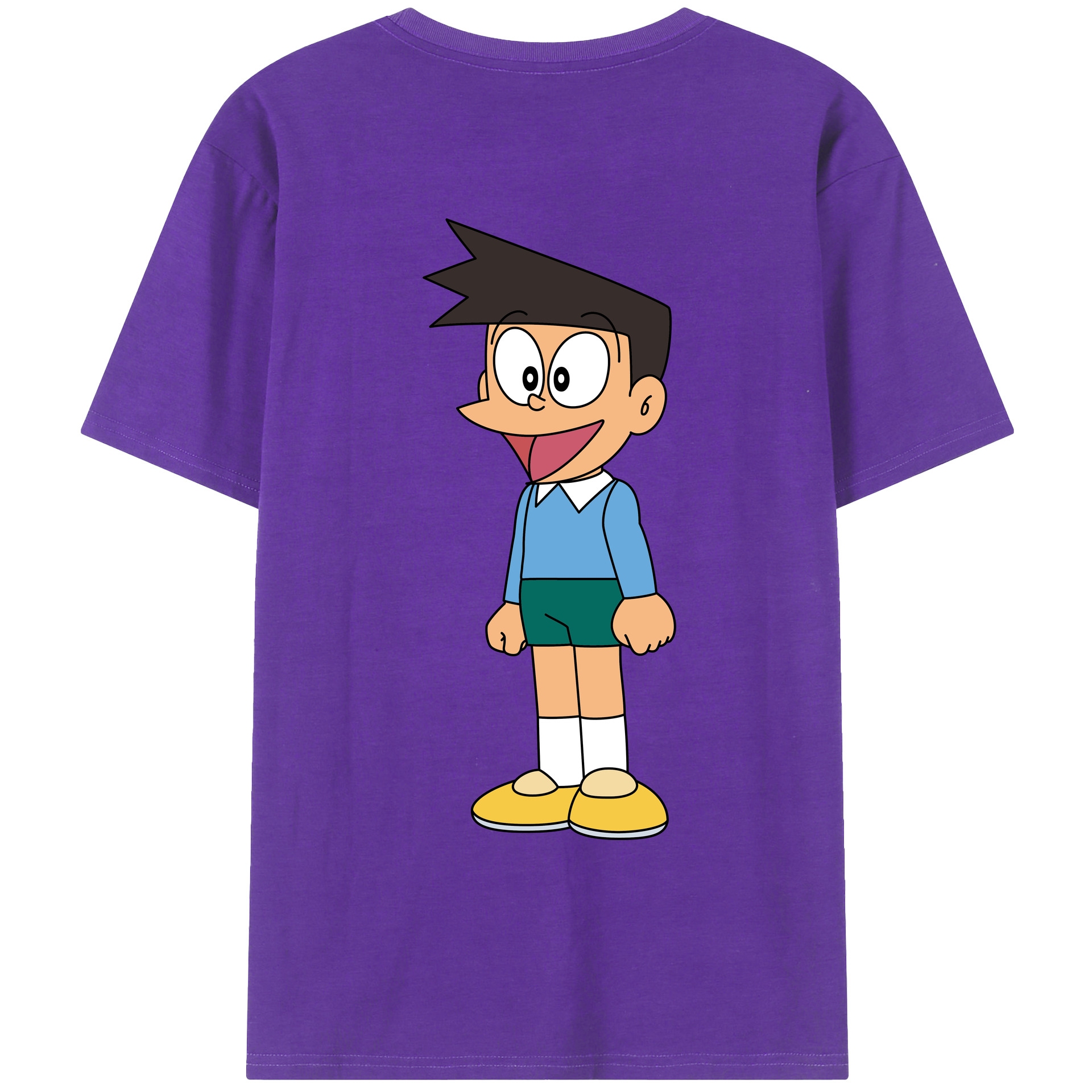 （画像用） ドラえもん 骨川 スネ夫 Doraemon Honekawa Suneo 綿100％ メンズ半袖Tシャツ（バックプリント） 通気性