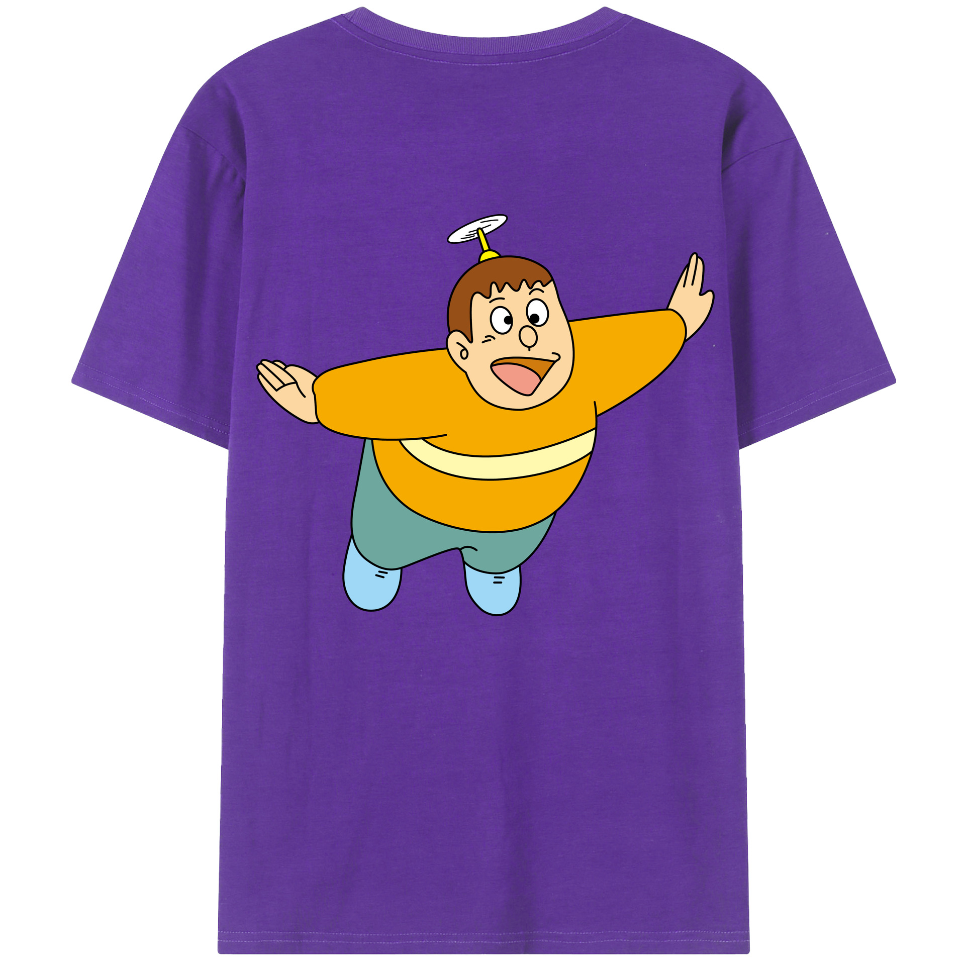 （画像用） ドラえもん 剛田武 Doraemon Gouta Takeshi 綿100％ メンズ半袖Tシャツ（バックプリント） 通気性