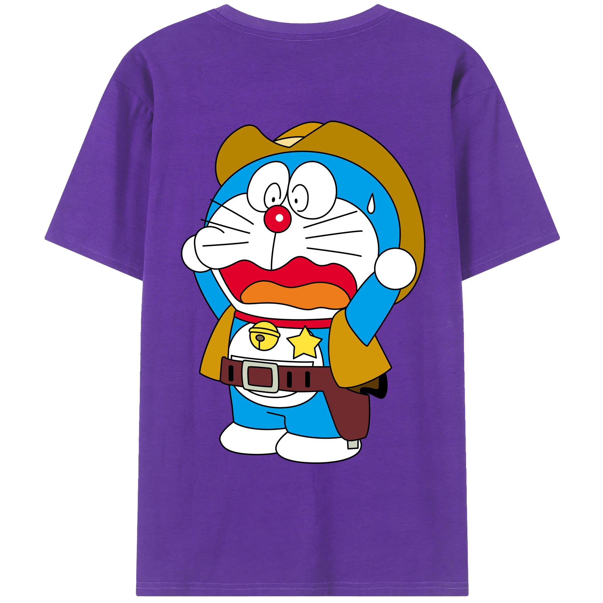 （画像用） ドラえもん Doraemon 綿100％ メンズ半袖Tシャツ（バックプリント） 通気性