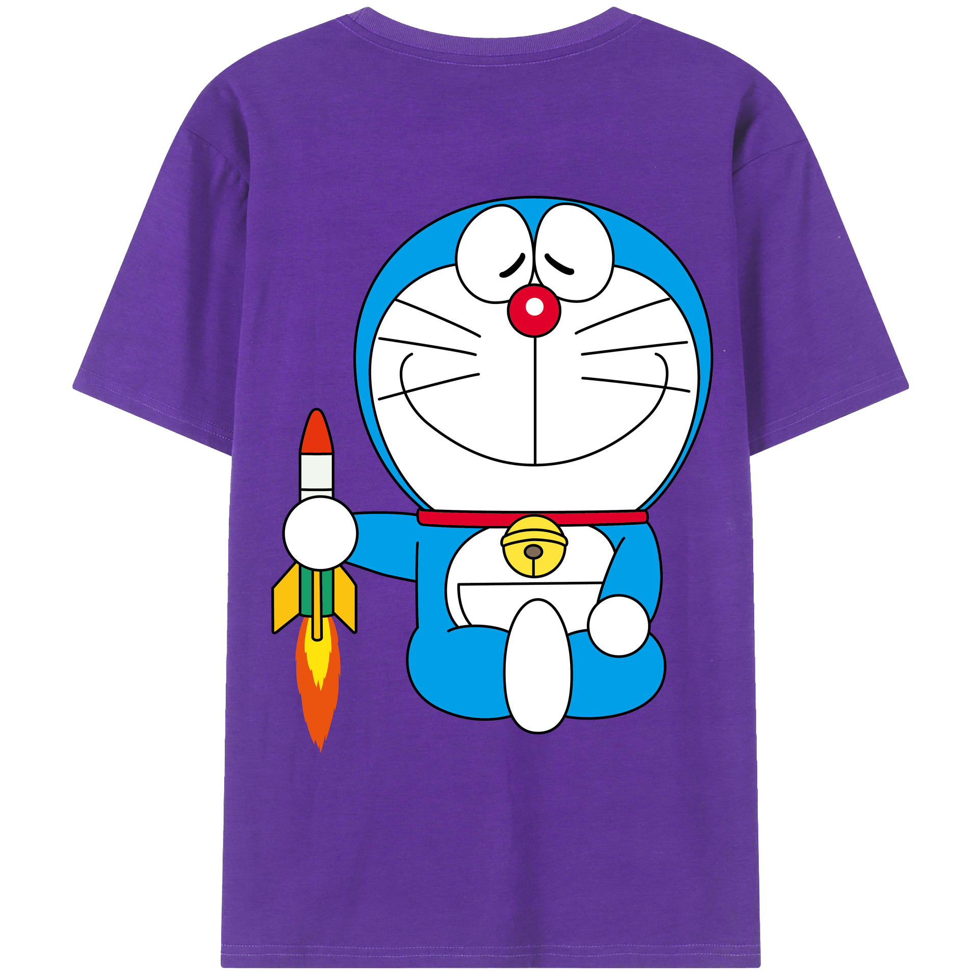 （画像用） ドラえもん Doraemon 綿100％ メンズ半袖Tシャツ（バックプリント） 通気性