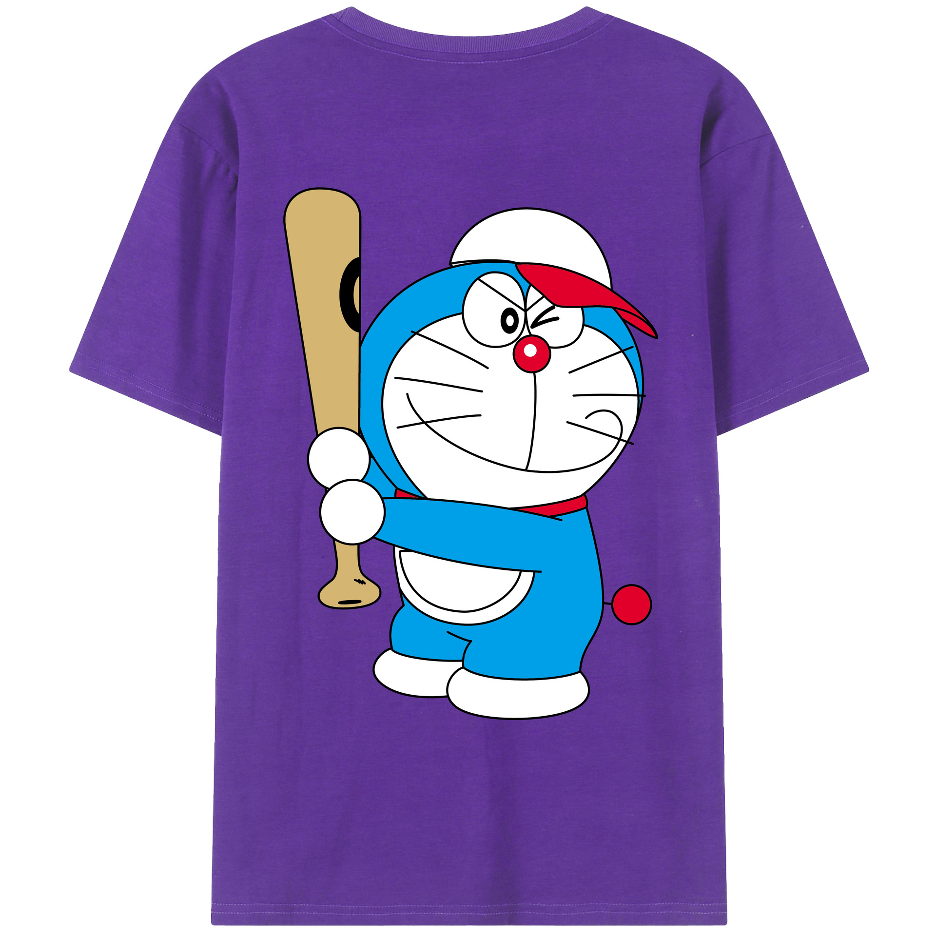 （画像用） ドラえもん Doraemon 綿100％ メンズ半袖Tシャツ（バックプリント） 通気性