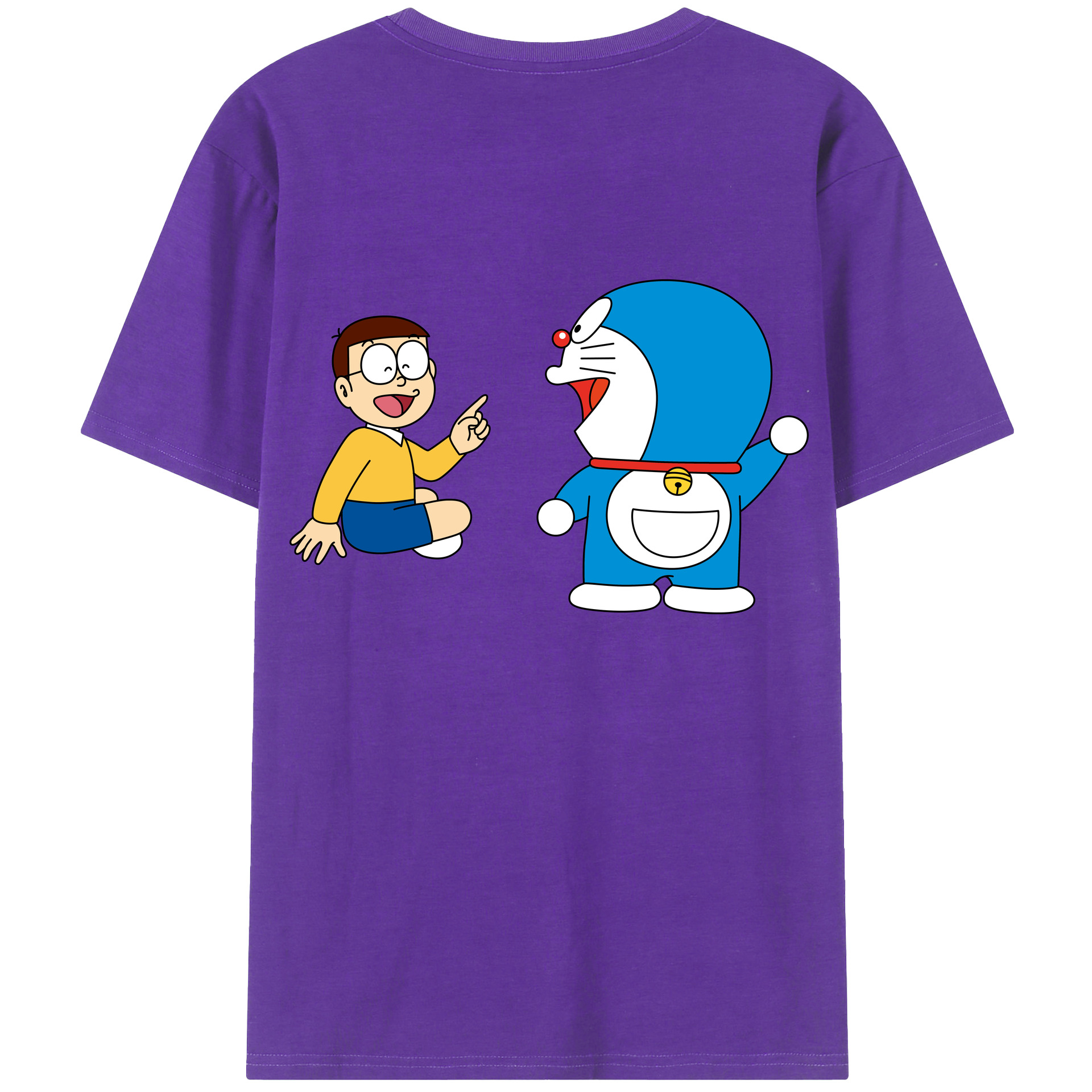 （画像用） ドラえもん Doraemon 綿100％ メンズ半袖Tシャツ（バックプリント） 通気性