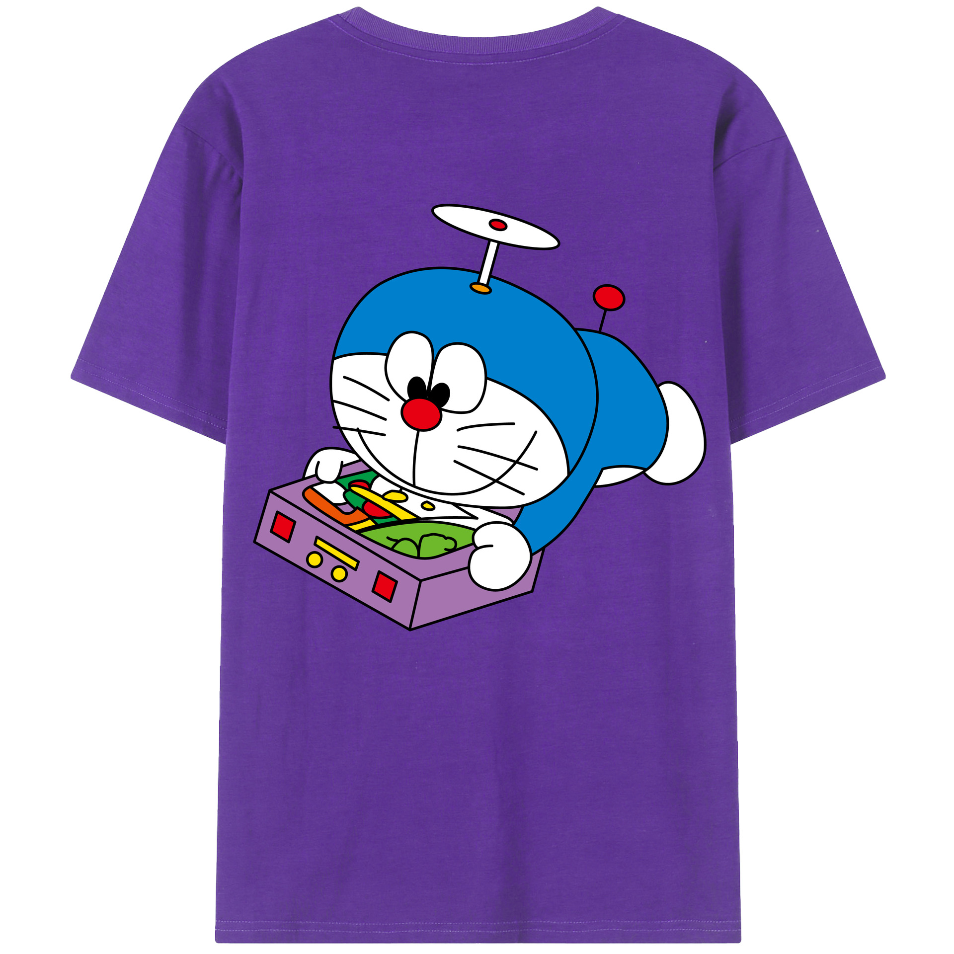 （画像用） ドラえもん Doraemon 綿100％ メンズ半袖Tシャツ（バックプリント） 通気性