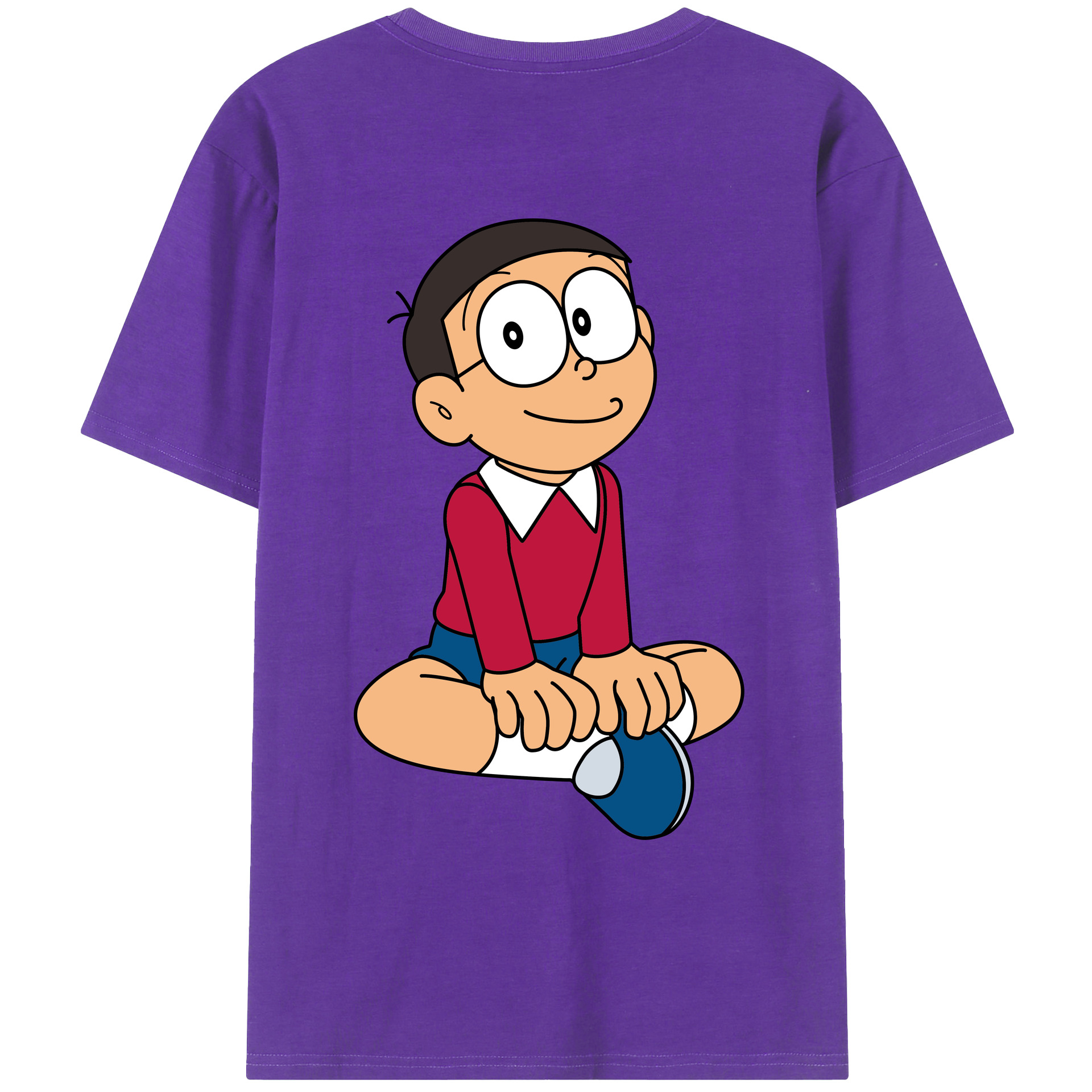 （画像用） ドラえもん 野比 のび太 Doraemon Nobita Nobi 綿100％ メンズ半袖Tシャツ（バックプリント） 通気性