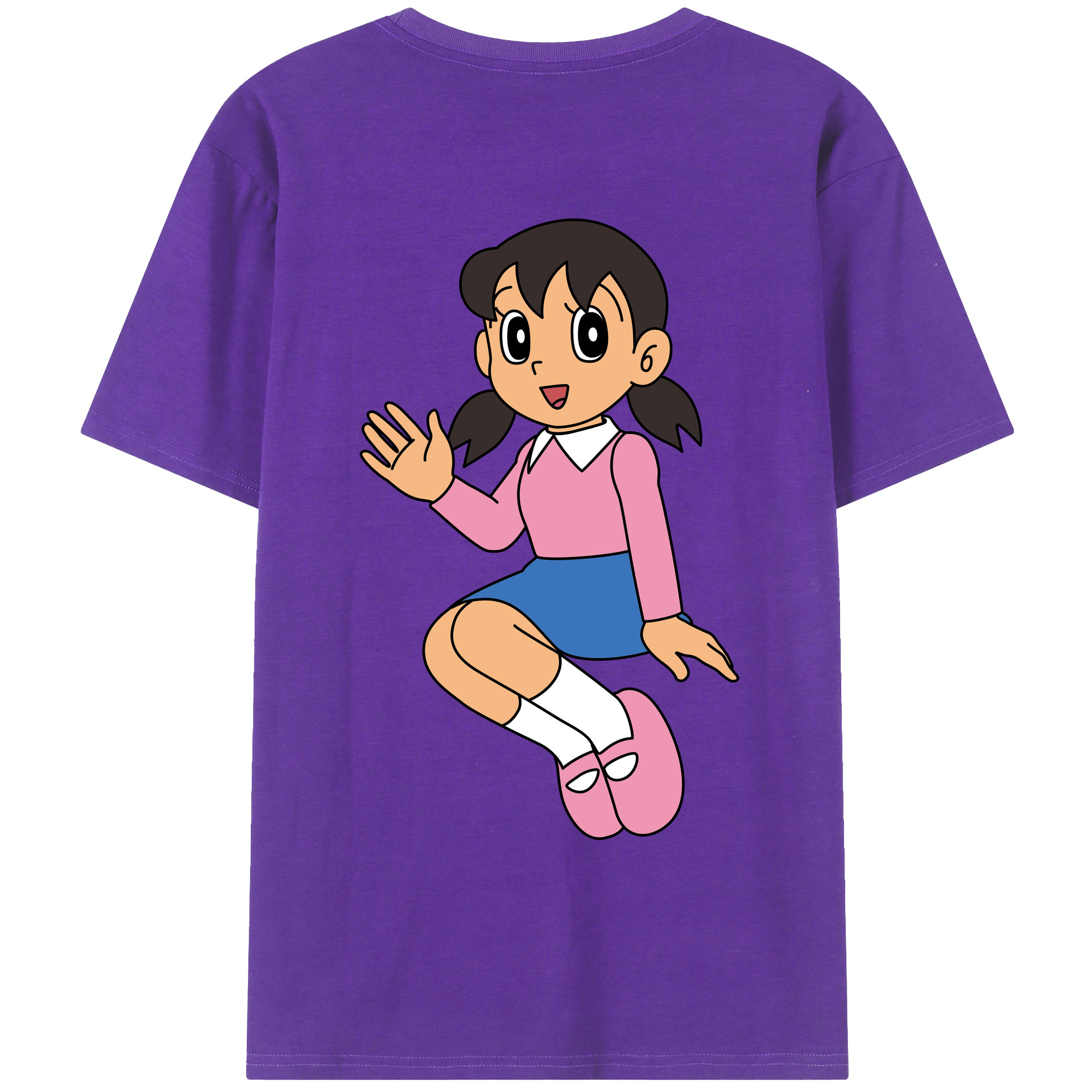 （画像用） ドラえもん みなもと しずか Doraemon Shizuka Minamoto 綿100％ メンズ半袖Tシャツ（バックプリント） 通気性