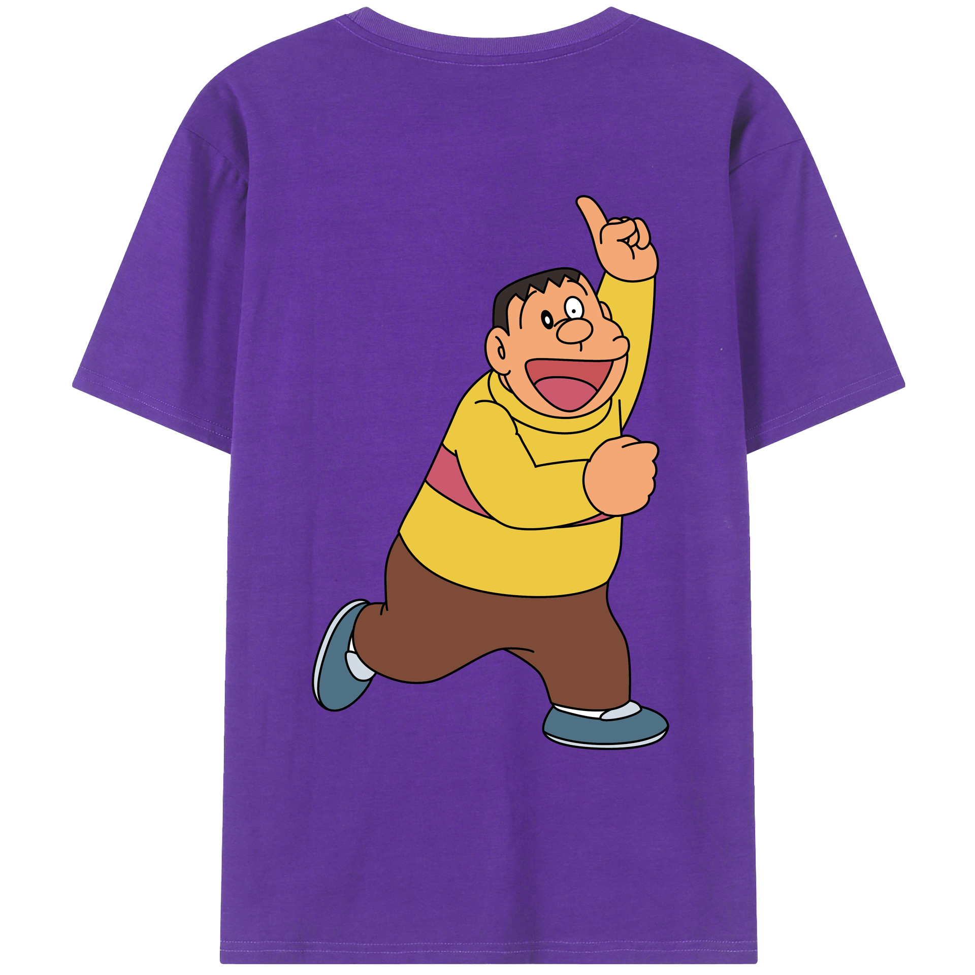（画像用） ドラえもん 剛田武 Doraemon Gouta Takeshi 綿100％ メンズ半袖Tシャツ（バックプリント） 通気性