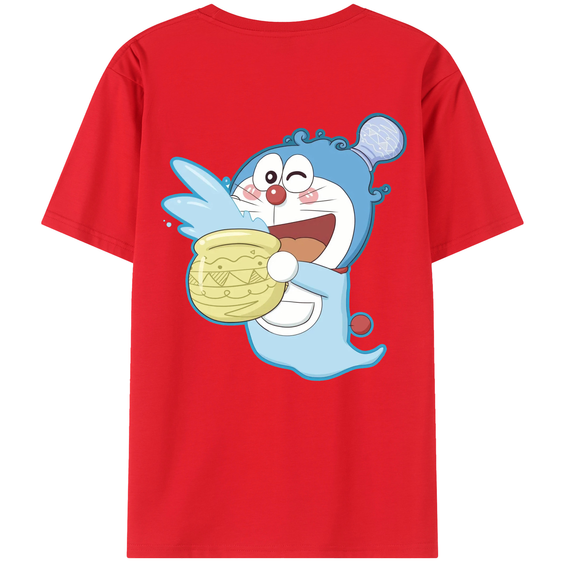 （画像用） ドラえもん Doraemon 綿100％ メンズ半袖Tシャツ（バックプリント） 通気性