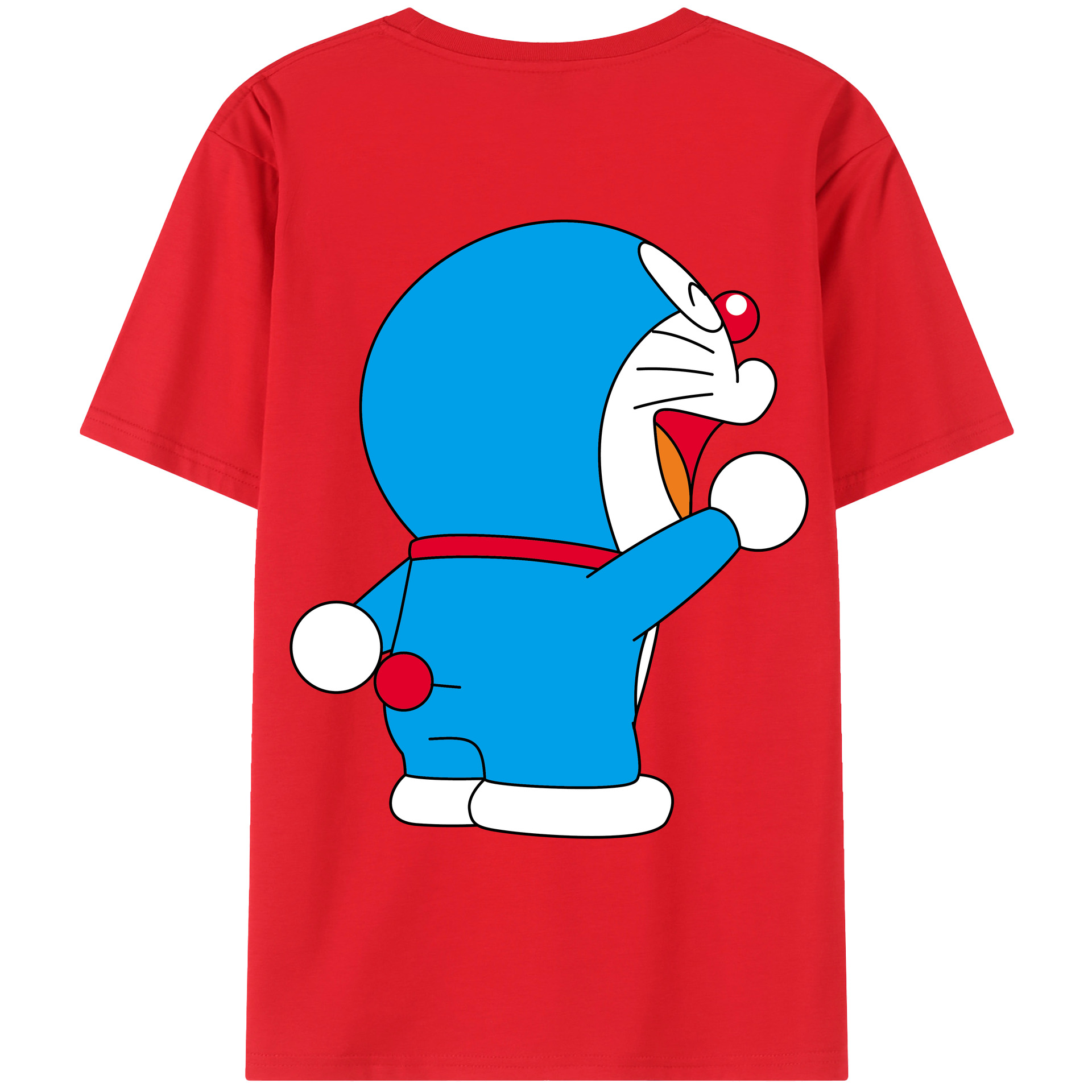 （画像用） ドラえもん Doraemon 綿100％ メンズ半袖Tシャツ（バックプリント） 通気性