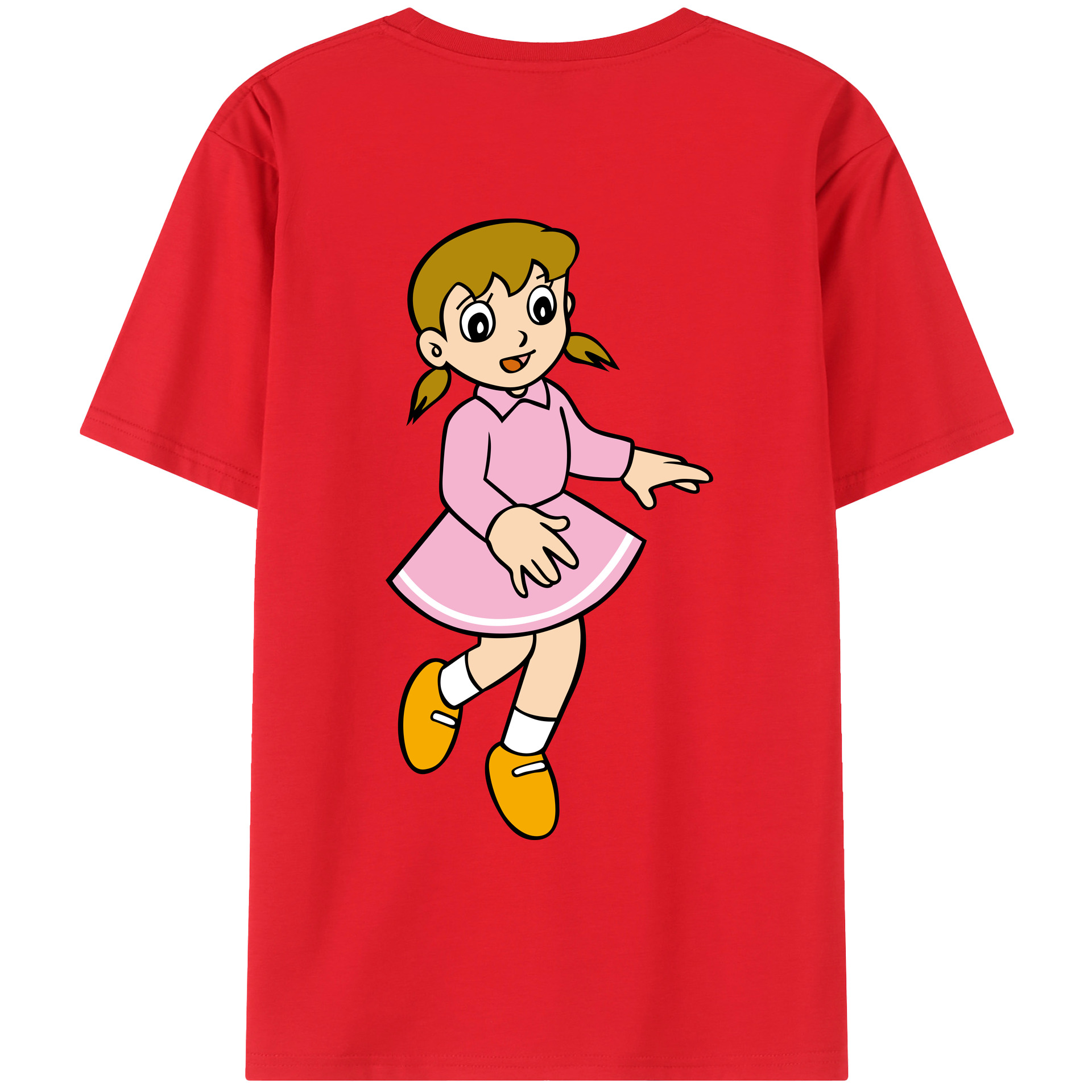 （画像用） ドラえもん みなもと しずか Doraemon Shizuka Minamoto 綿100％ メンズ半袖Tシャツ（バックプリント） 通気性