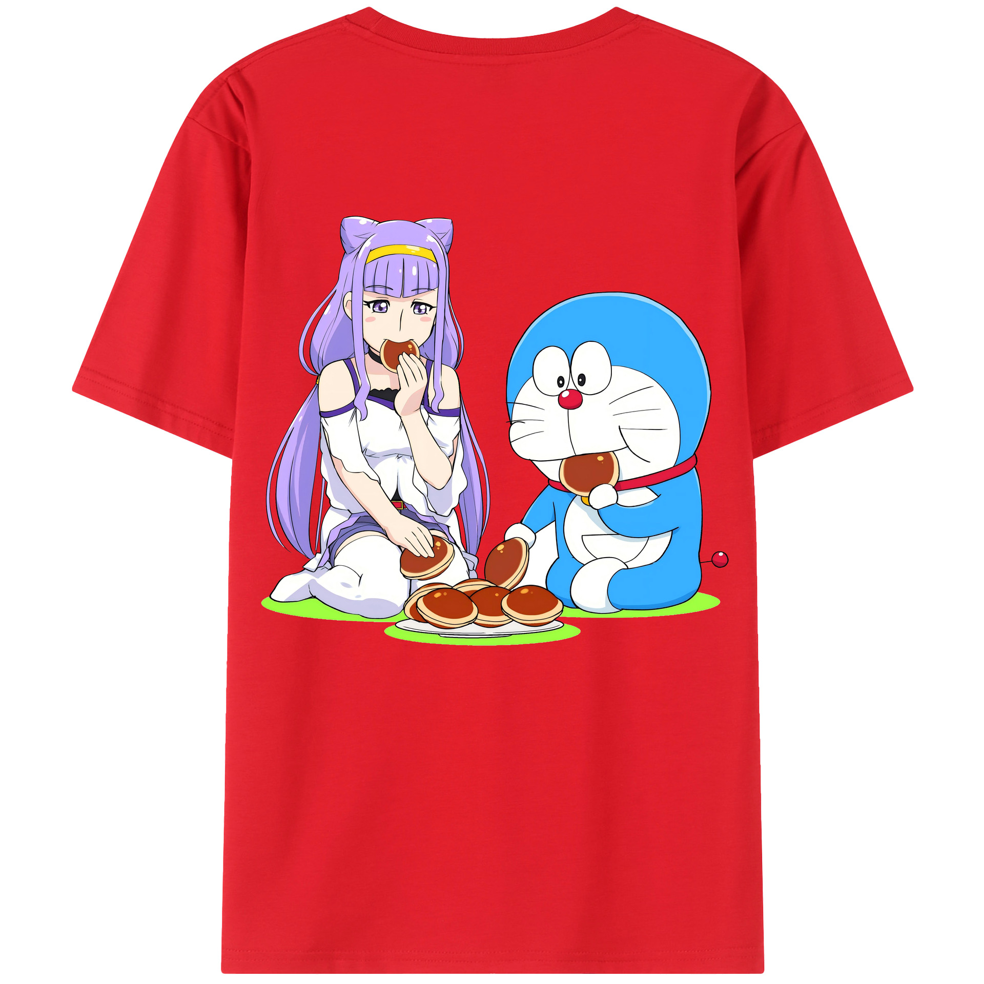 （画像用） ドラえもん Doraemon 綿100％ メンズ半袖Tシャツ（バックプリント） 通気性