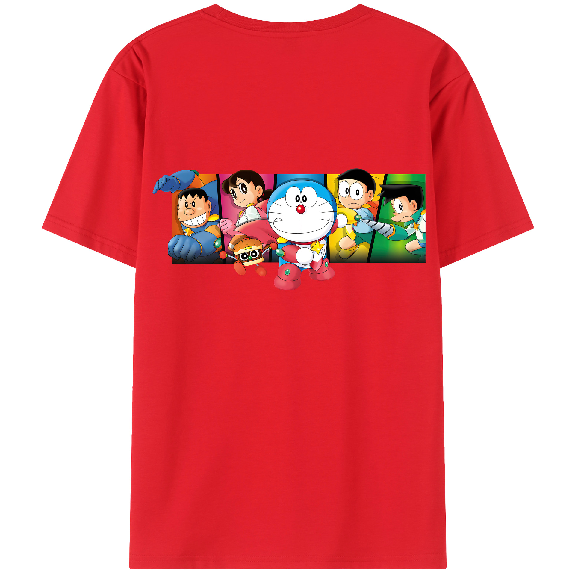 （画像用） ドラえもん Doraemon 綿100％ メンズ半袖Tシャツ（バックプリント） 通気性