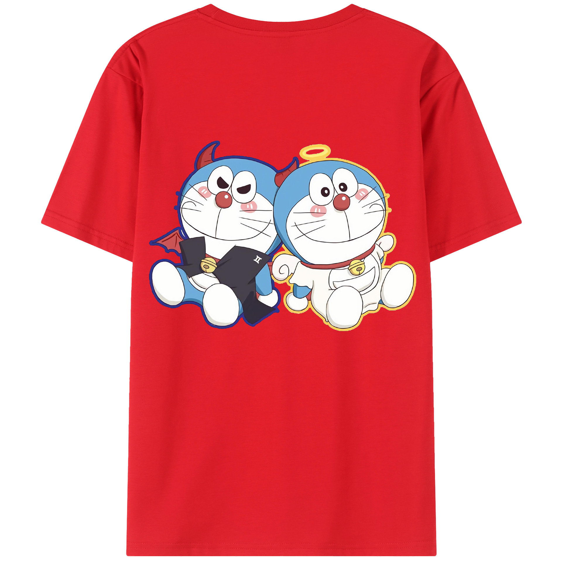 （画像用） ドラえもん Doraemon 綿100％ メンズ半袖Tシャツ（バックプリント） 通気性